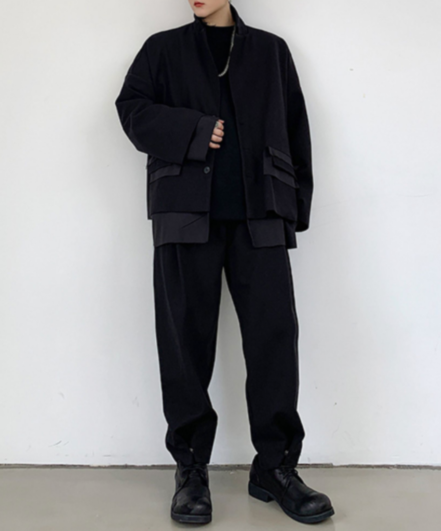 dark fake two-piece blunt cut jacket EN2374