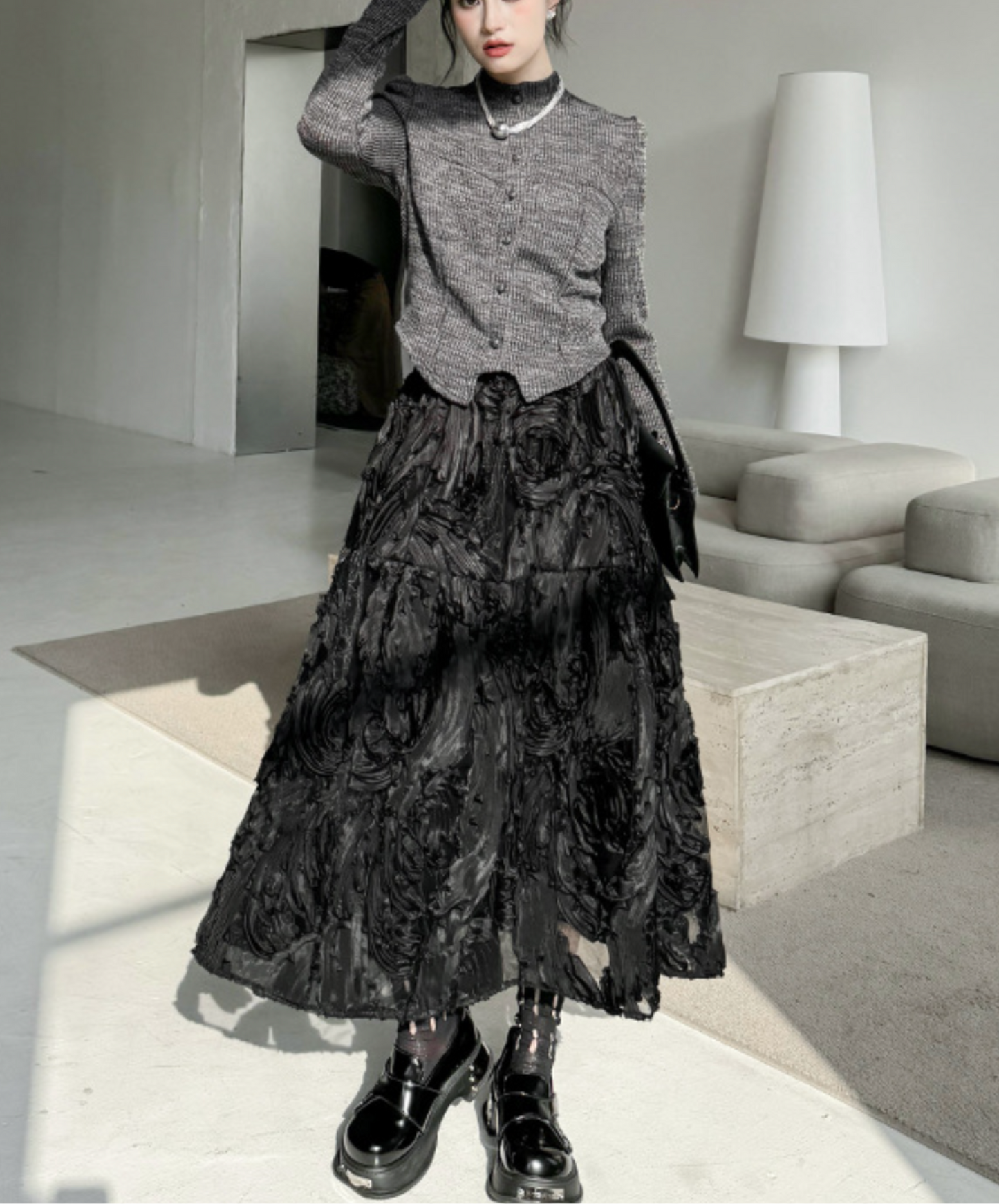 unique three-dimensional design skirt EN2275