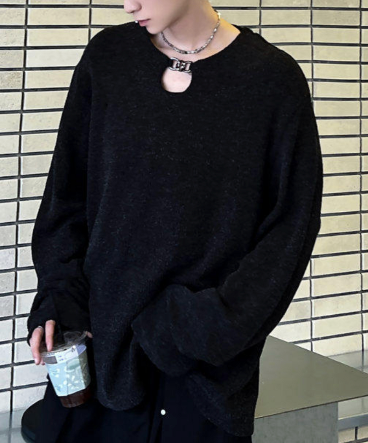 whole neck design t-shirt EN2652