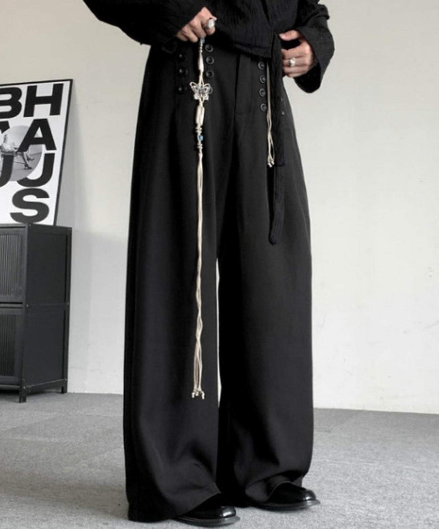 retro multiple button decoration pants EN2371