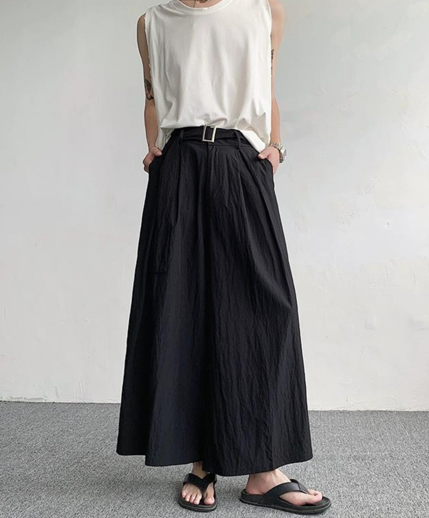 dark wide leg hakama pants EN1041