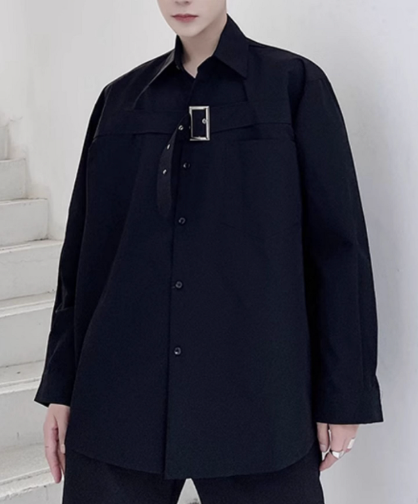 dark thick chest belt decoration shirt EN2148