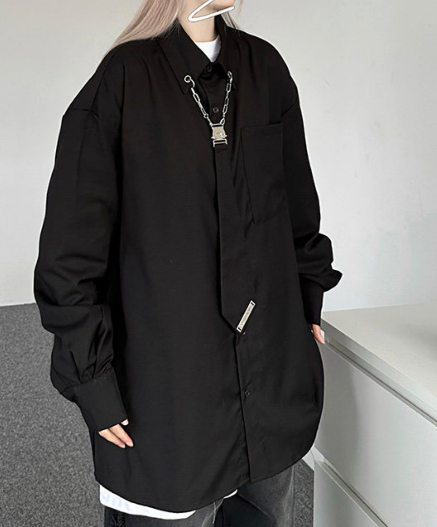 metal chain tie shirt EN2746