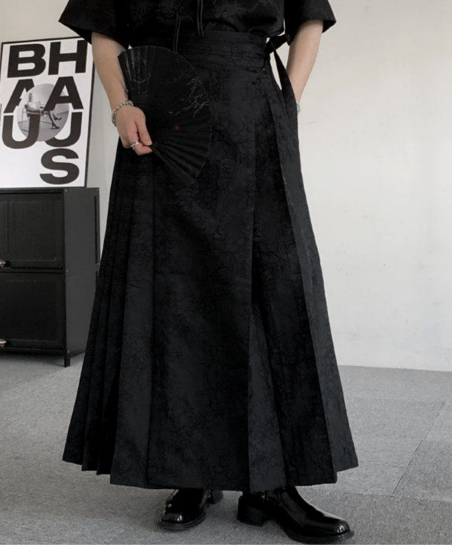 jacquard pleated loose fit skirt EN2705