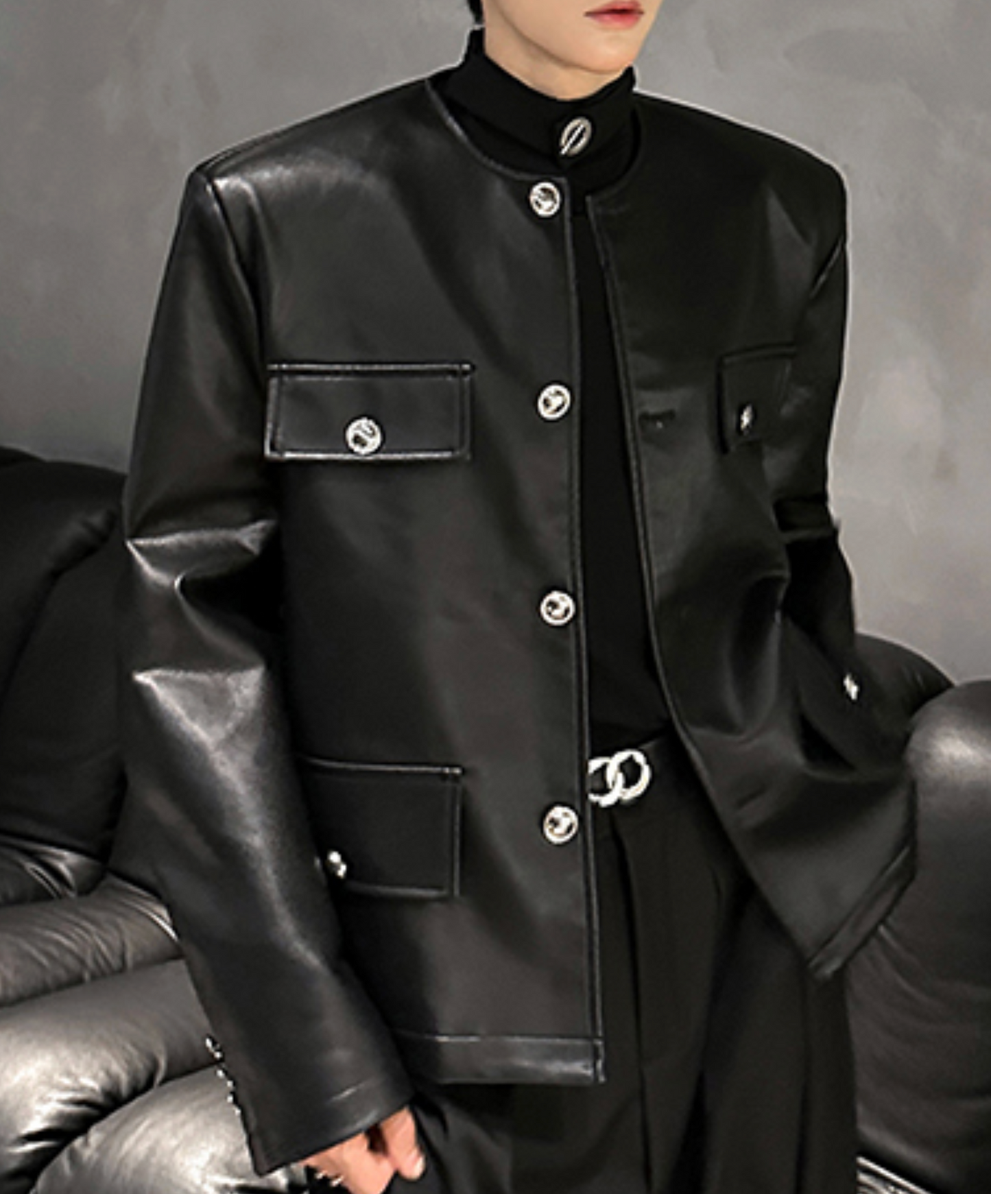 pu leather short riders jacket EN2474