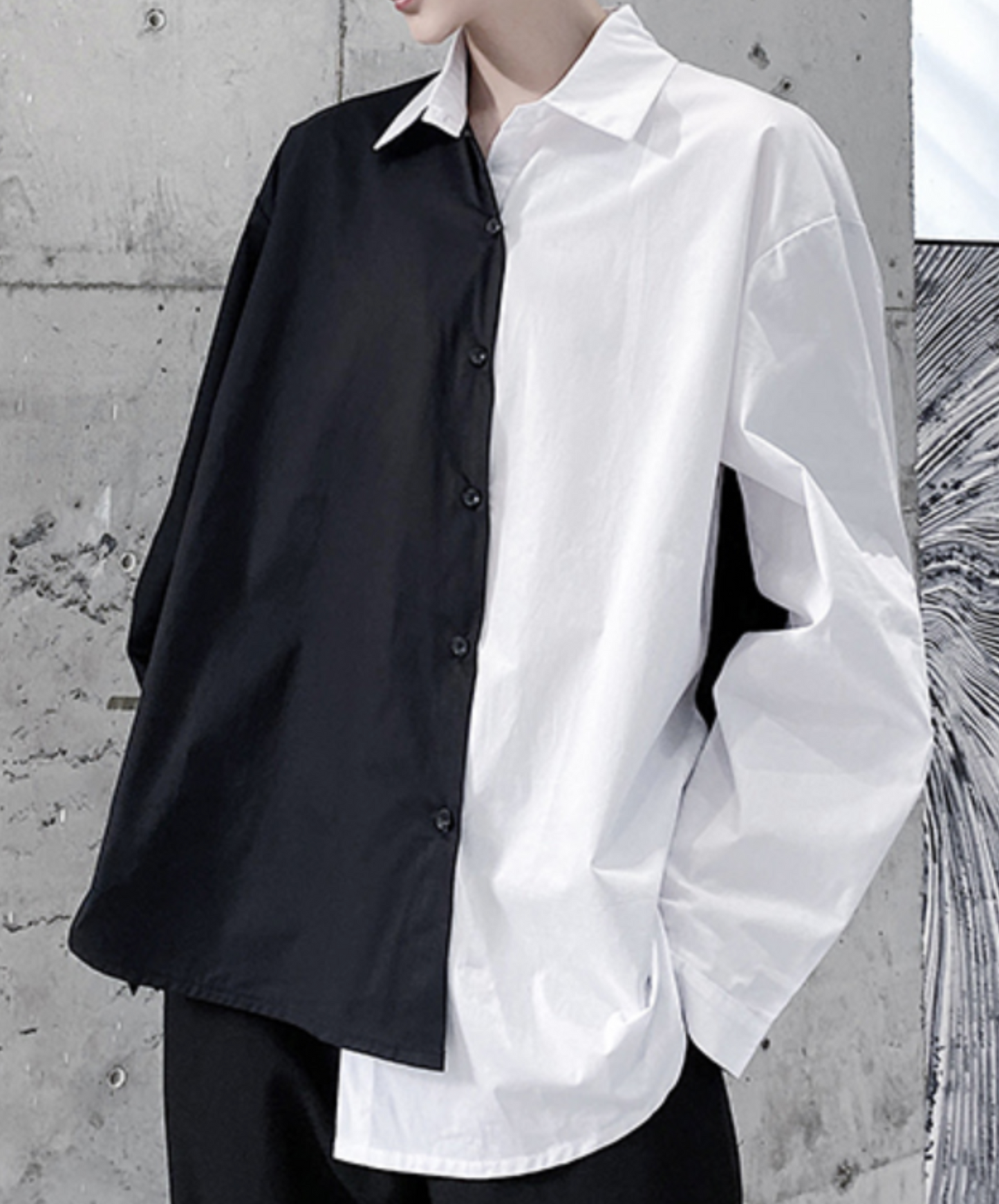 monotone contrast asymmetric shirt EN2046
