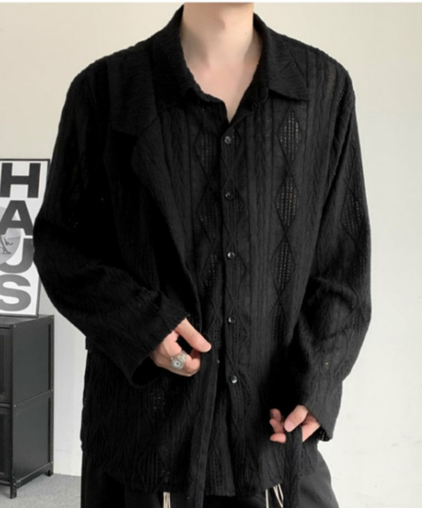 chinese style strap jacquard shirt EN2369