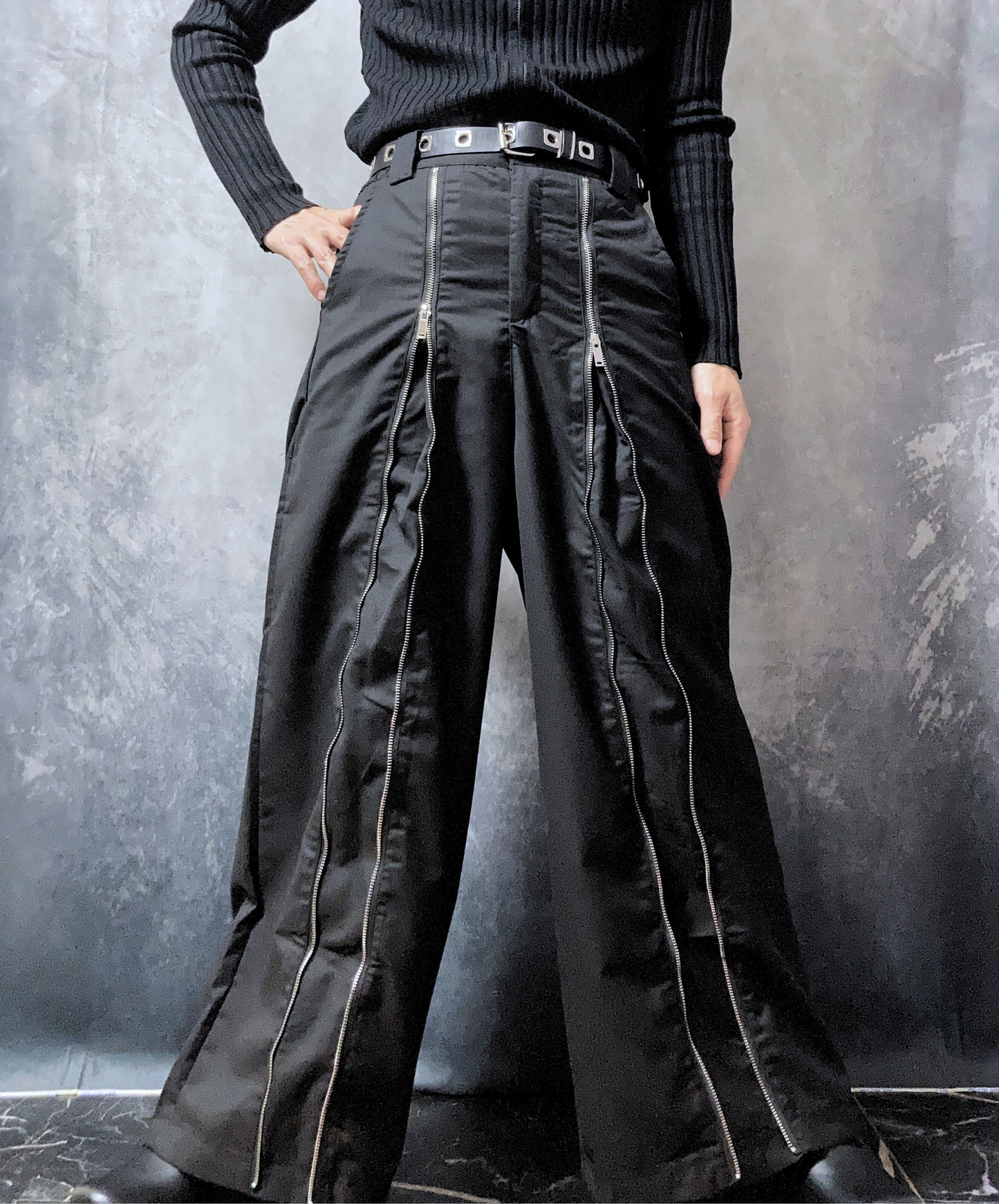 【style64】dark mode outfit set EN1883(jacket + sweater + pants set)