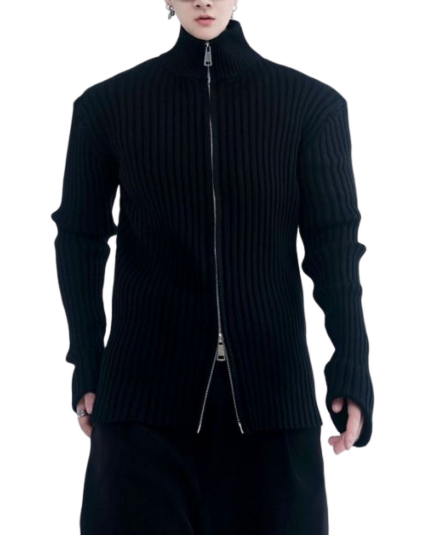 【style66】dark mode outfit set EN1890(jacket + sweater + pants set)