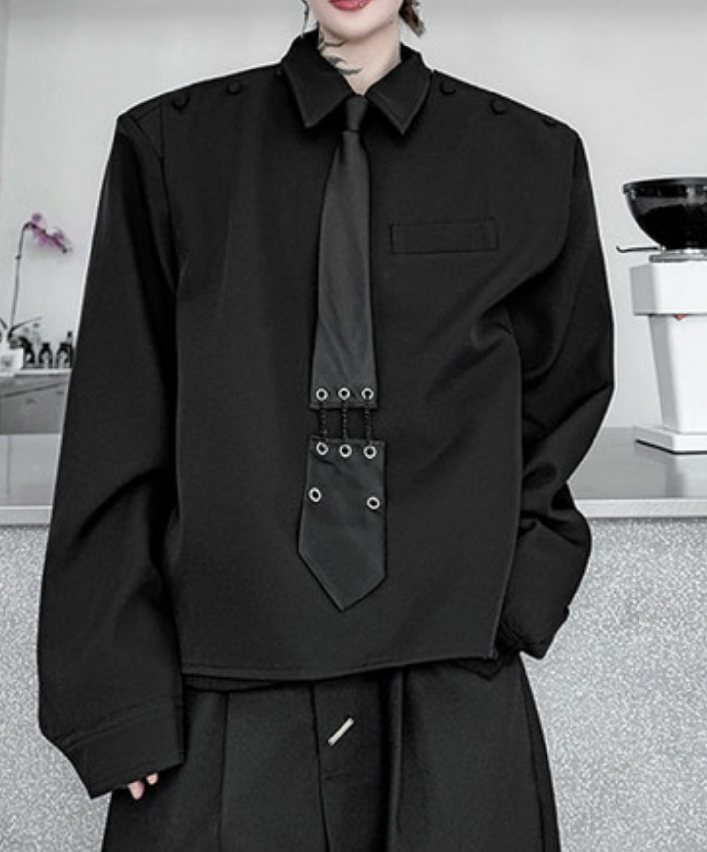 dark special design tie included shirt EN2382