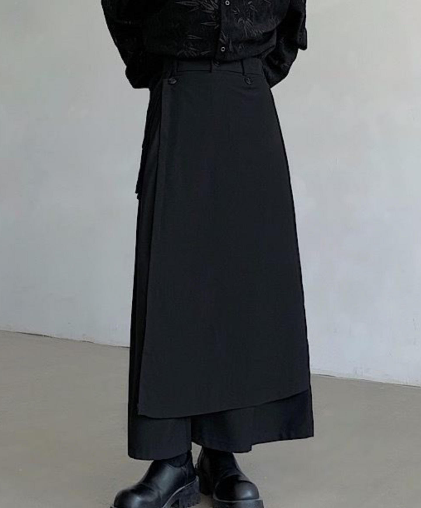 dark chinese style 2way casual wide pants EN1608