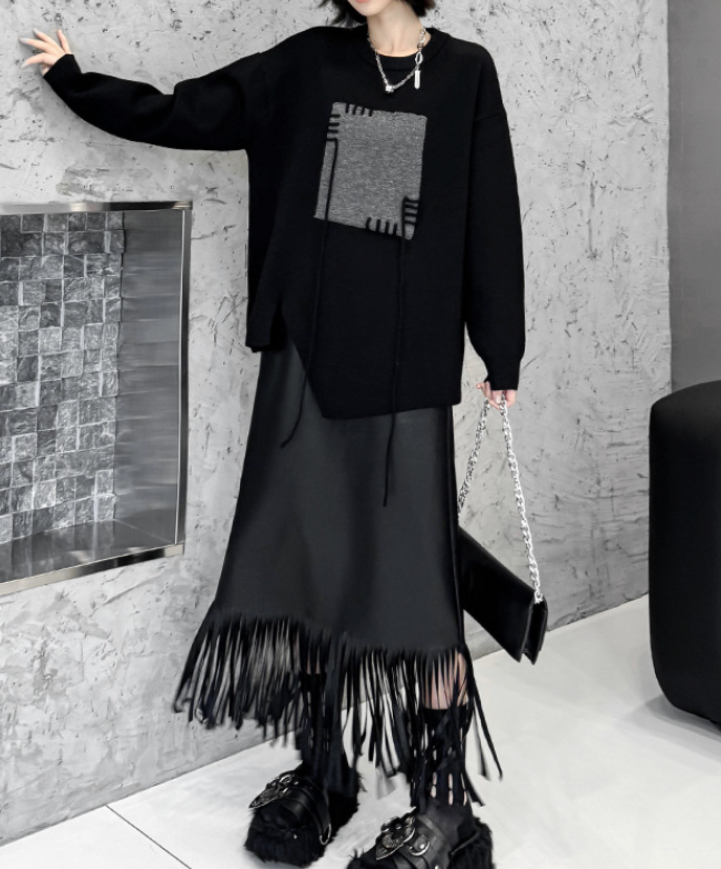 jacquard stitched motif sweater EN2469