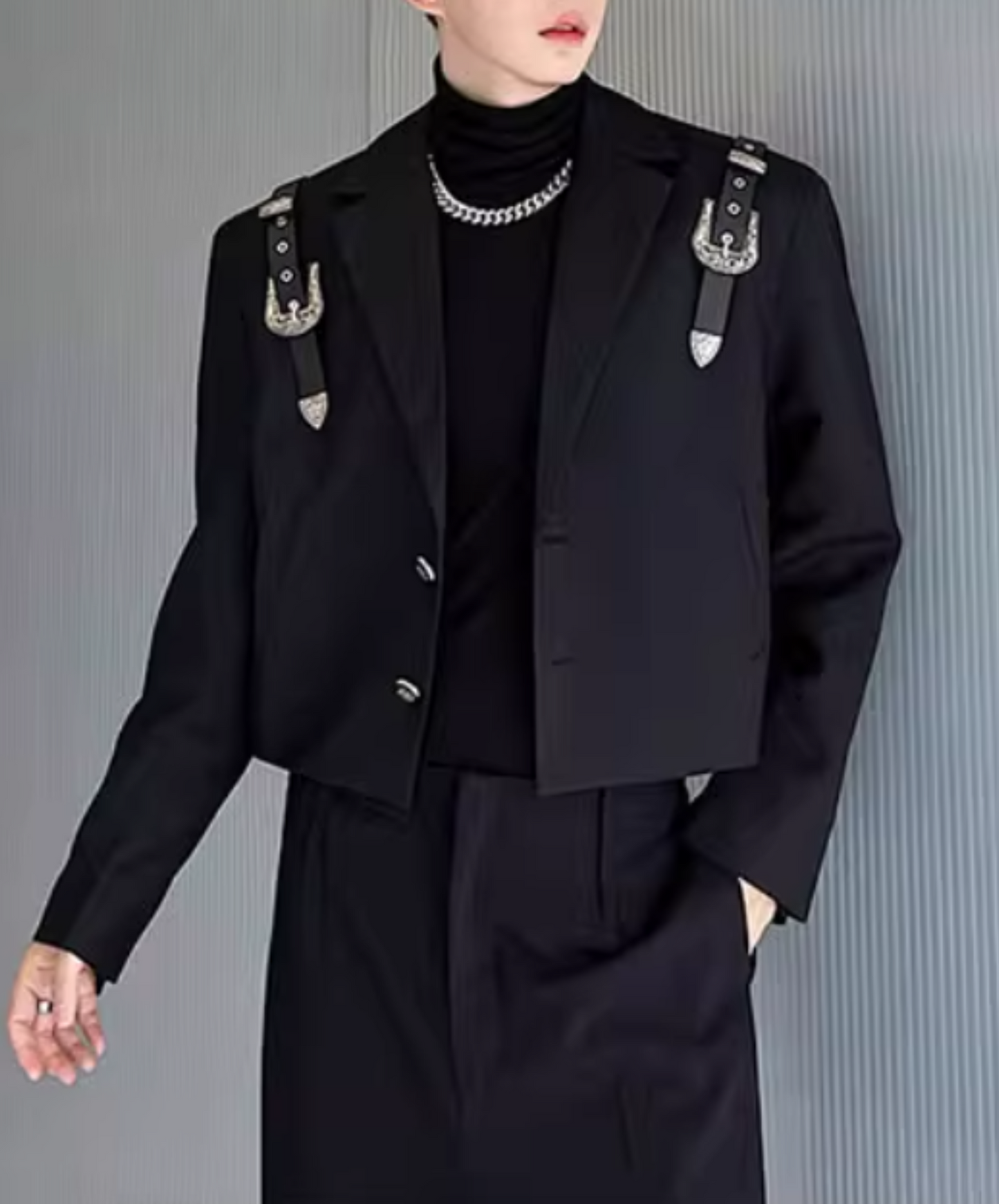 【style54】dark mode outfit set EN1851(jacket + shirt + pants set)