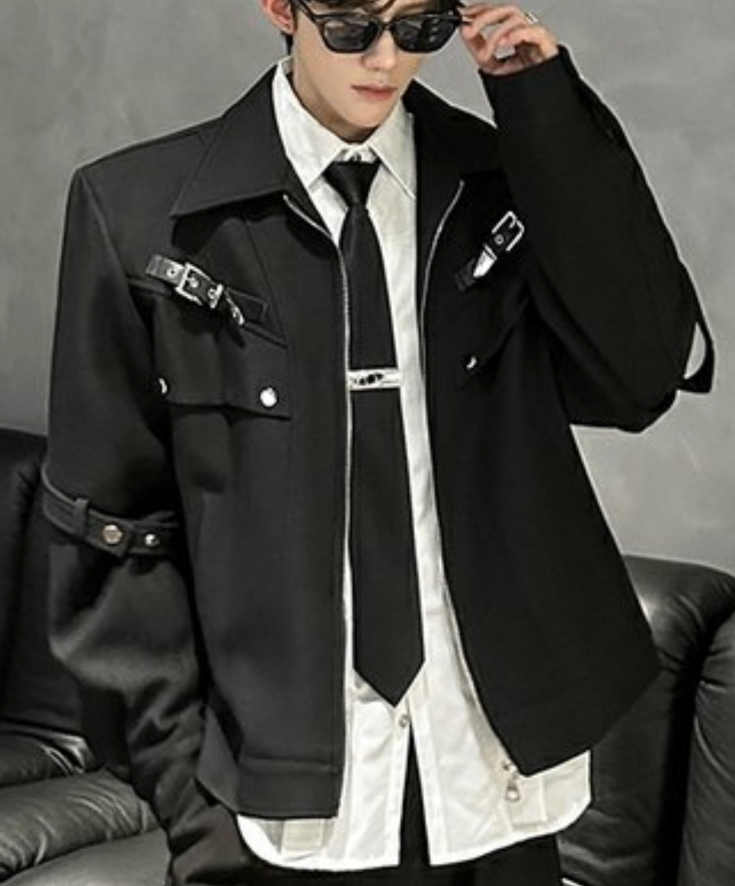 dark metal button short length jacket EN2455