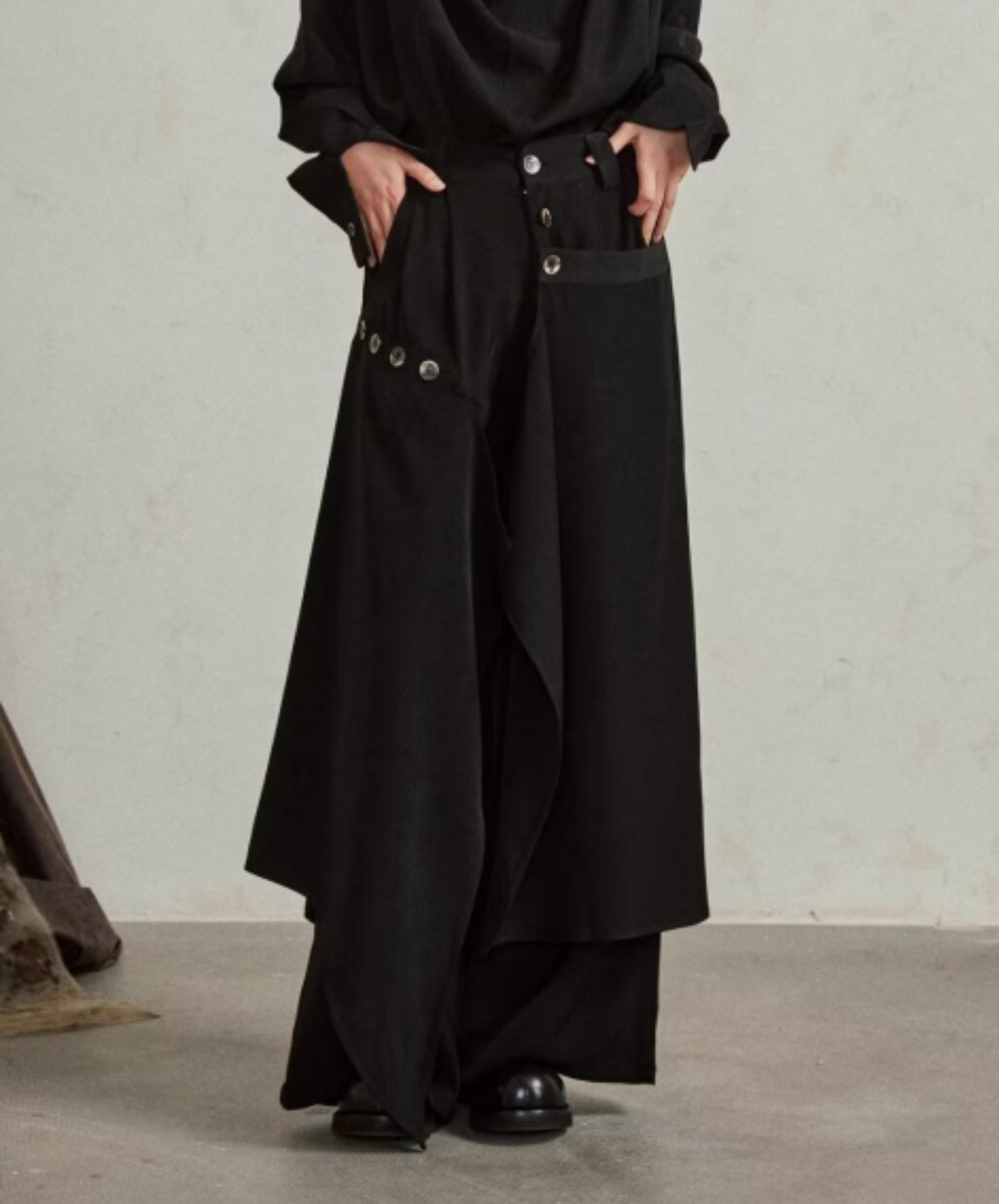 dark layered wide pants EN1866