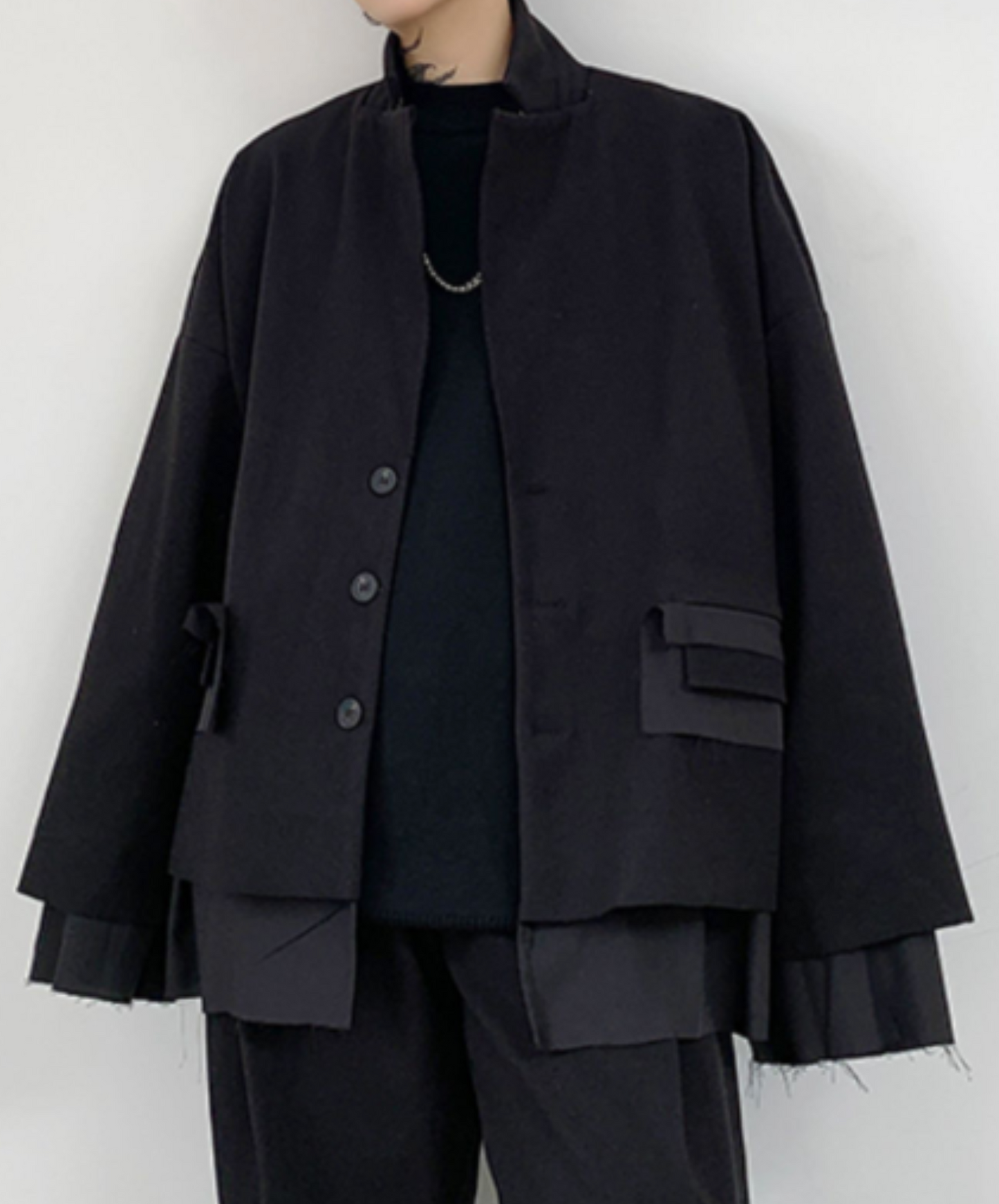 dark fake two-piece blunt cut jacket EN2374
