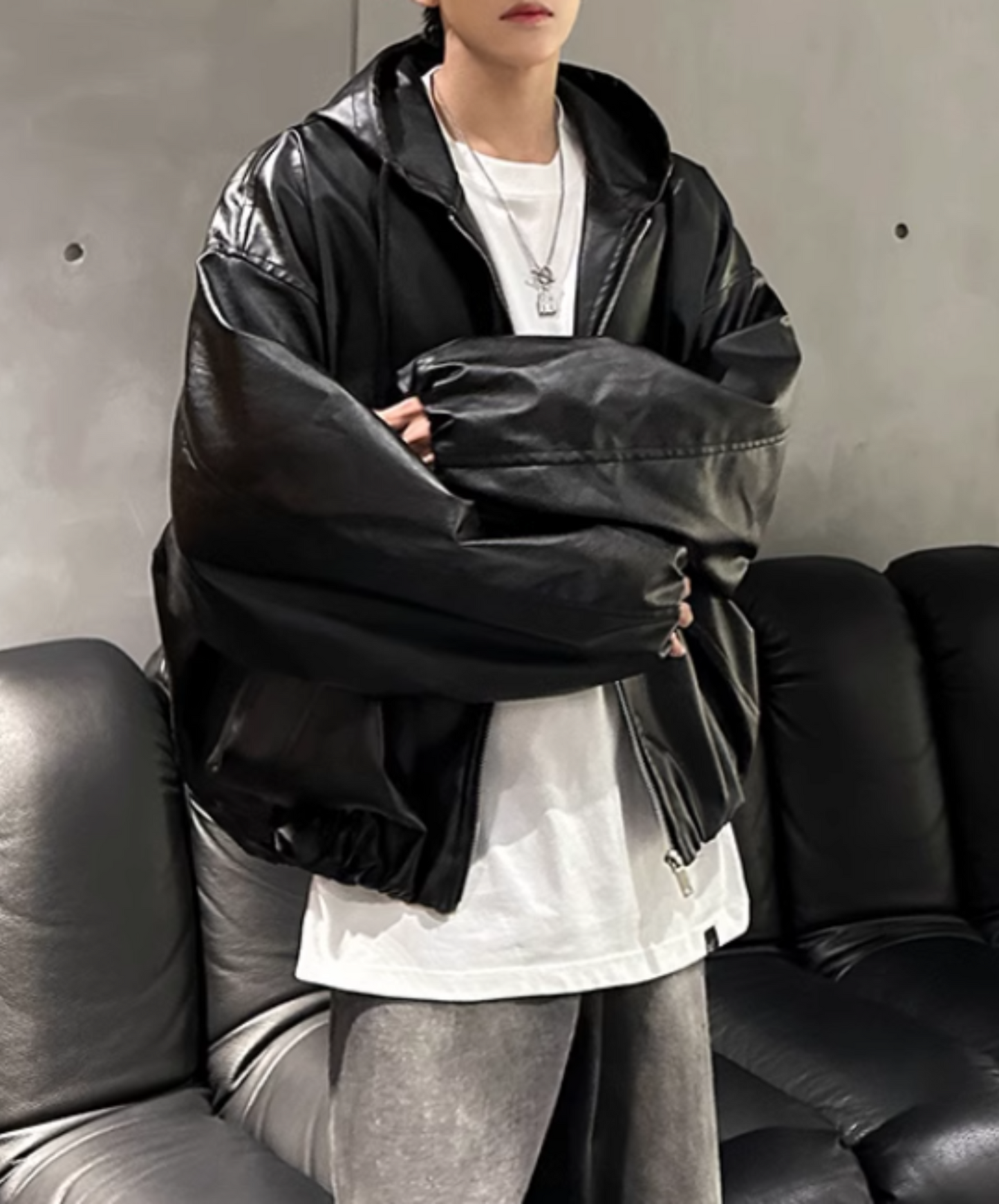 lantern sleeve leather jacket EN1859