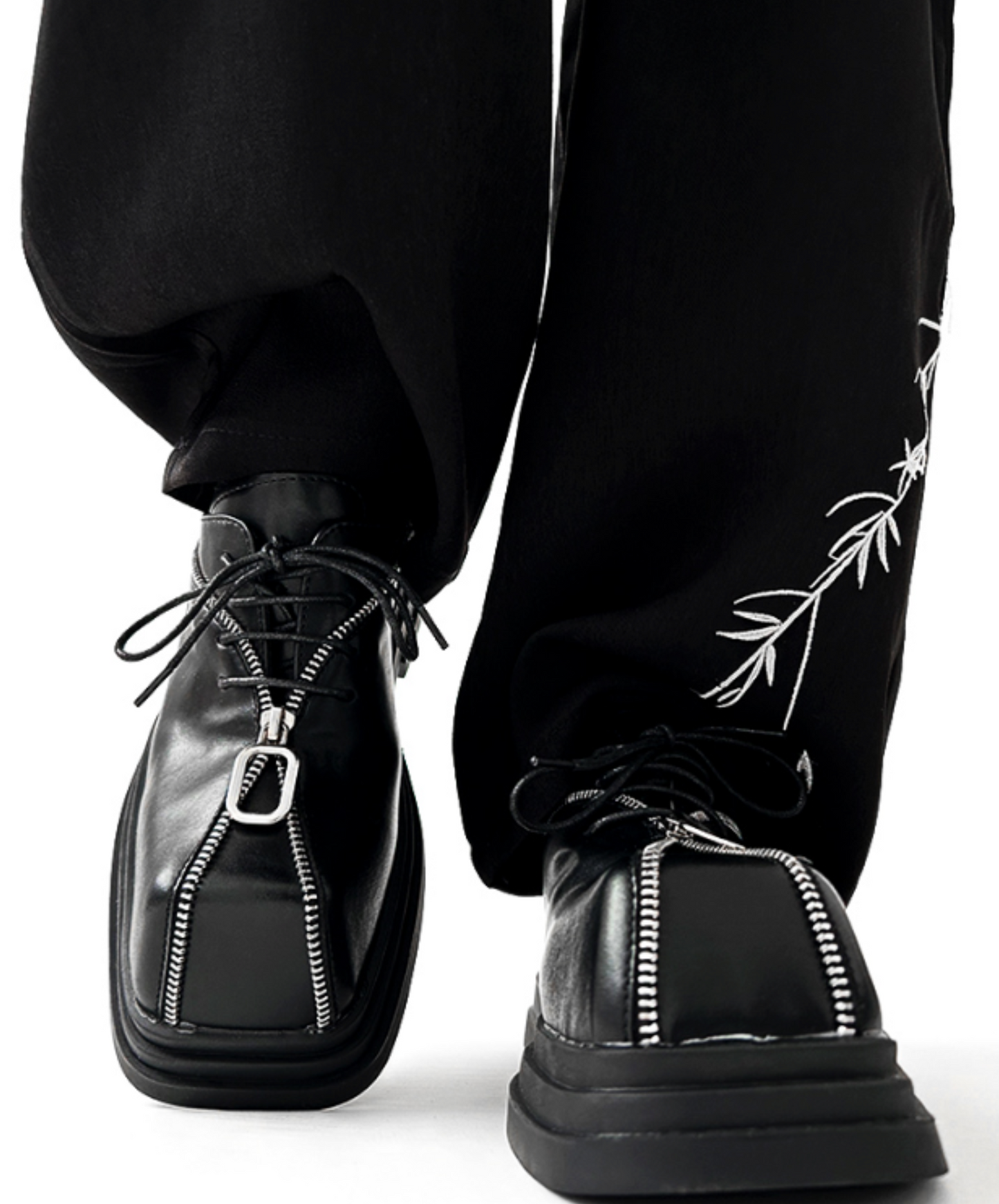 square head punk zipper design shoes EN1921