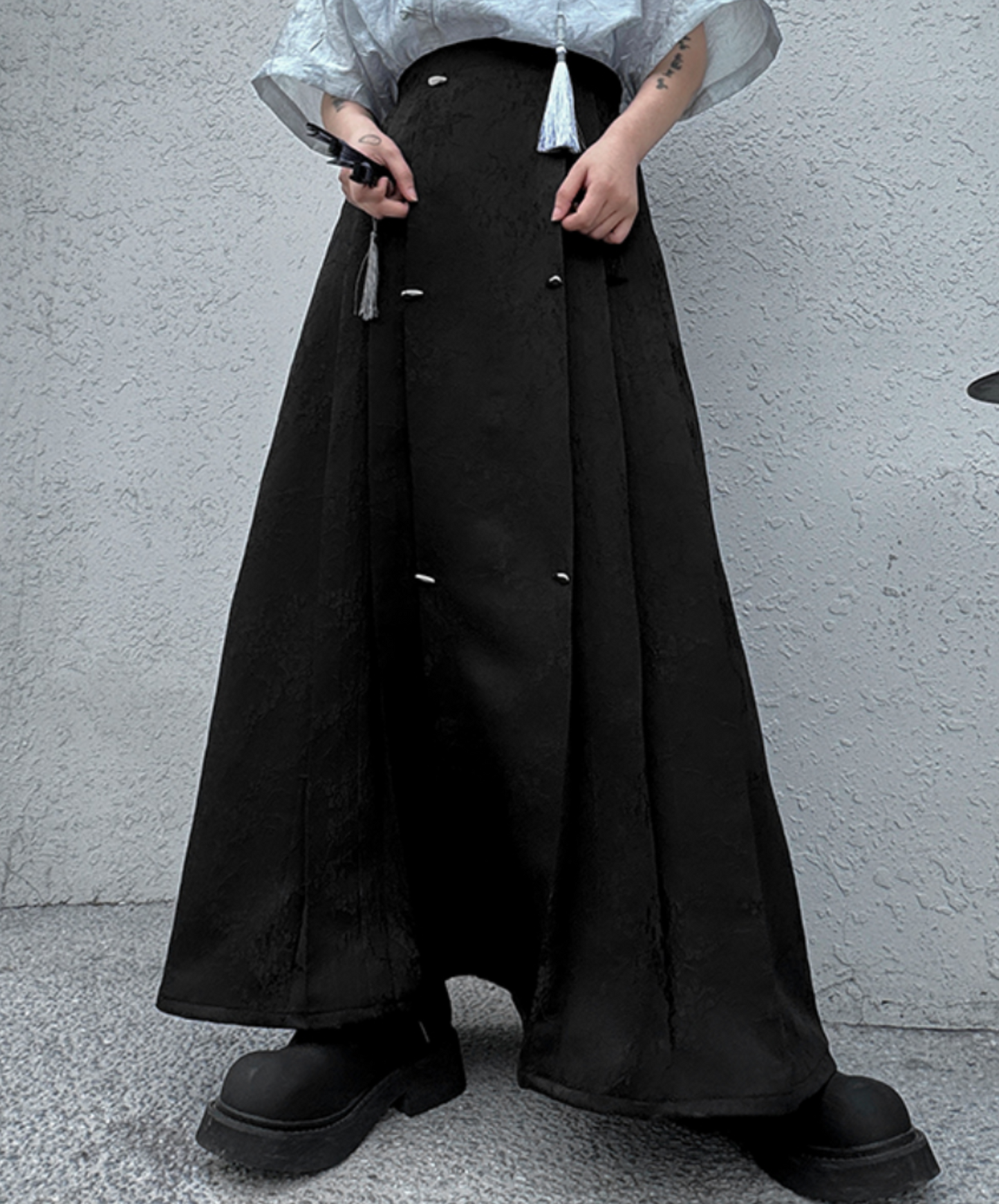 dark hanfu style pleated long skirt EN1755