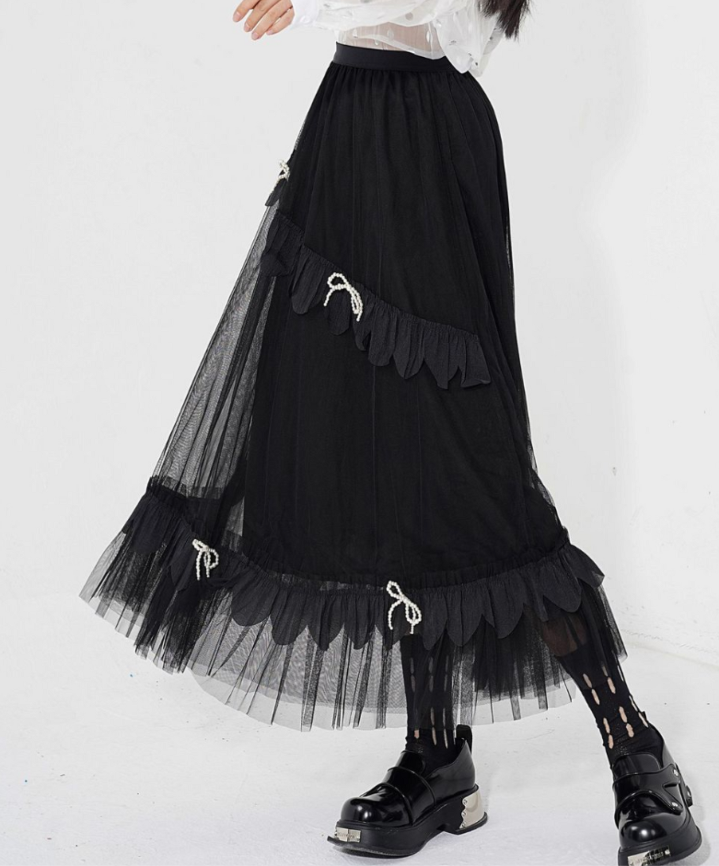 petite pearl ribbon voluminous skirt EN2287