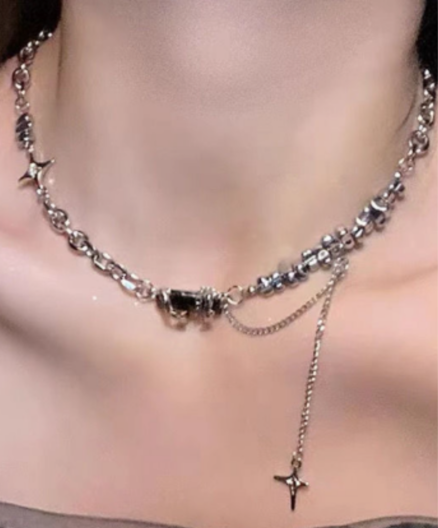 baroque stone and cross necklace EN1980