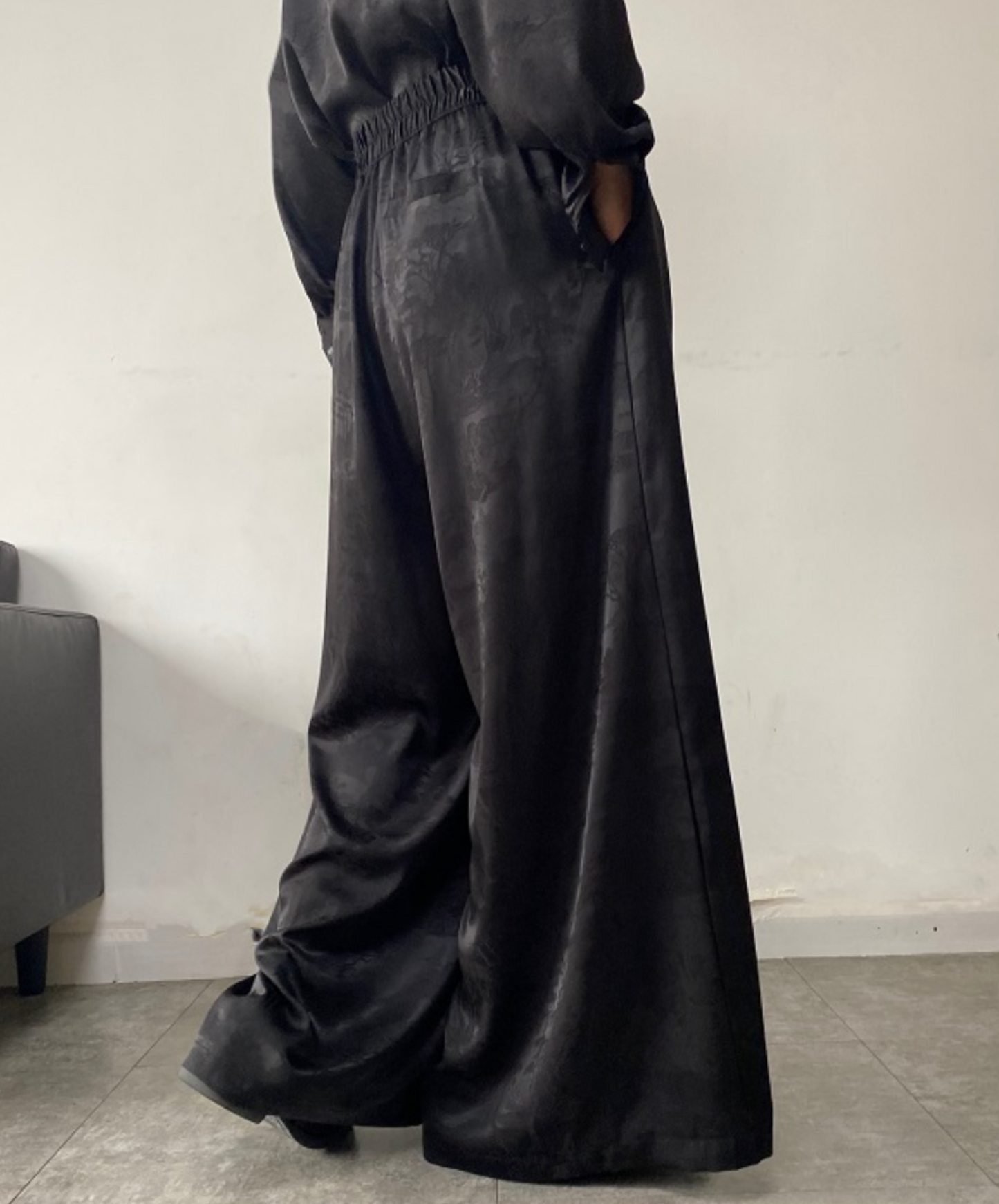 with chinese style printed tassel long pants EN1518