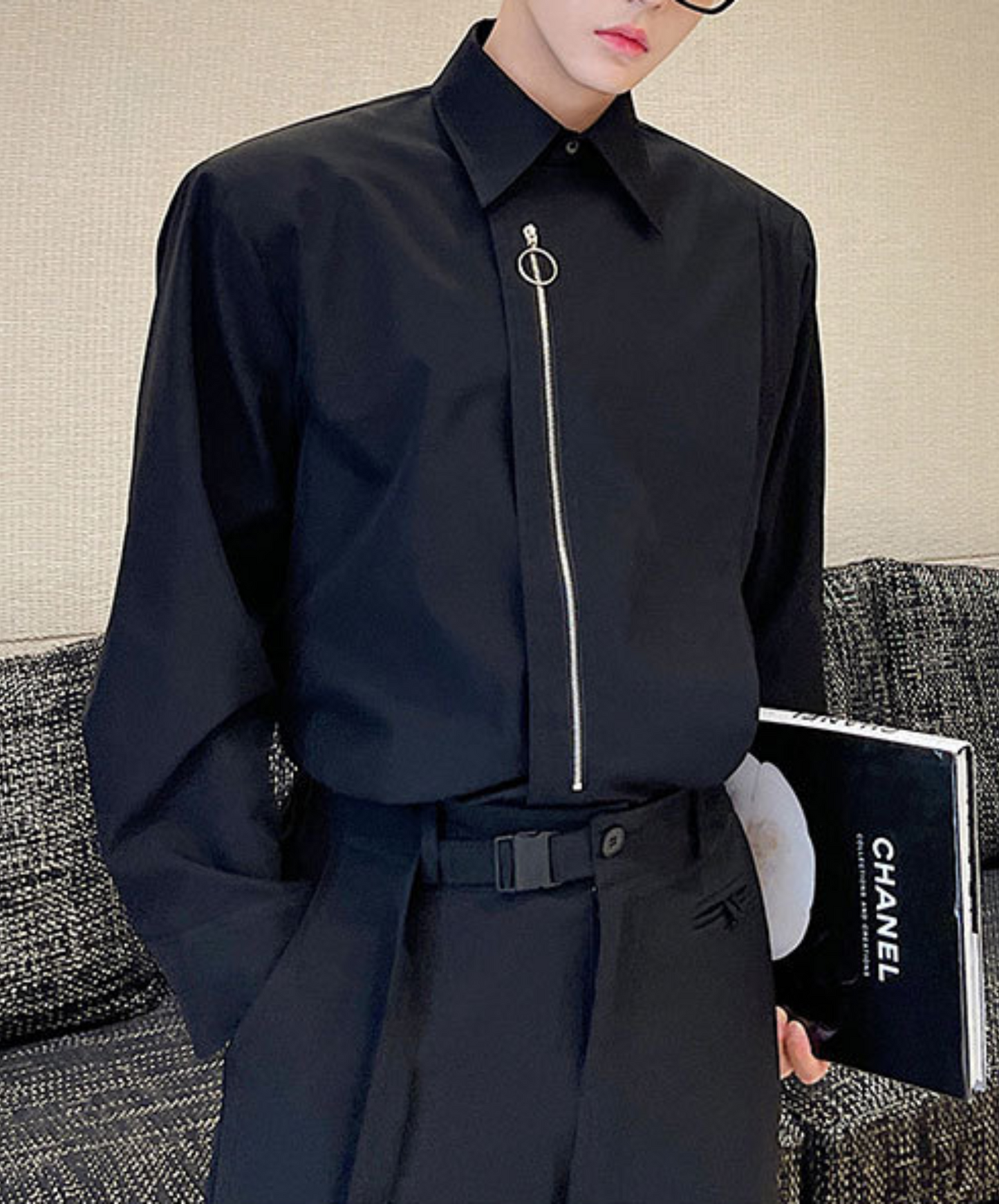 【style67】dark mode outfit set EN1891(jacket + shirt + skirt set)