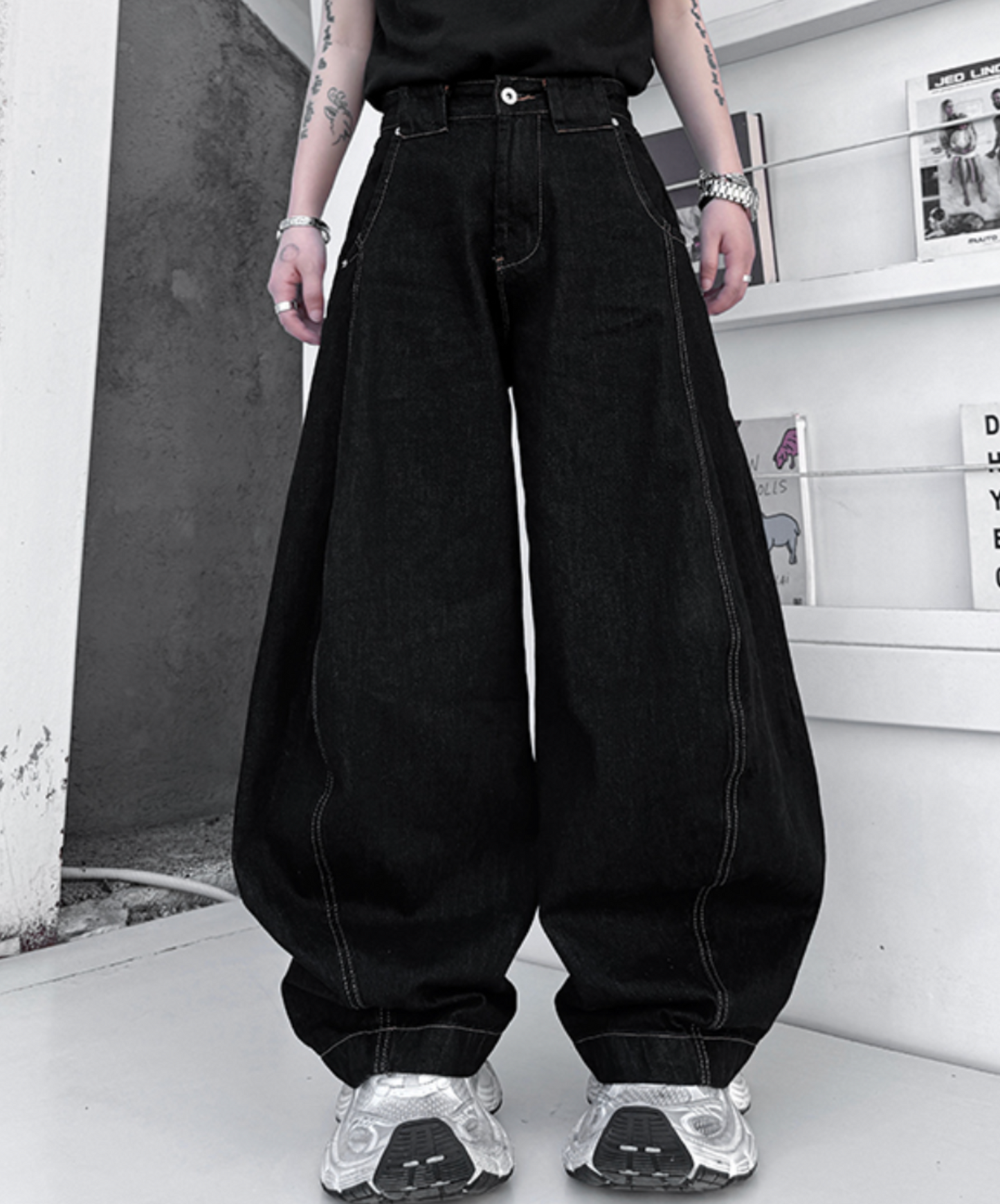 retro straight loose style wide pants EN2099