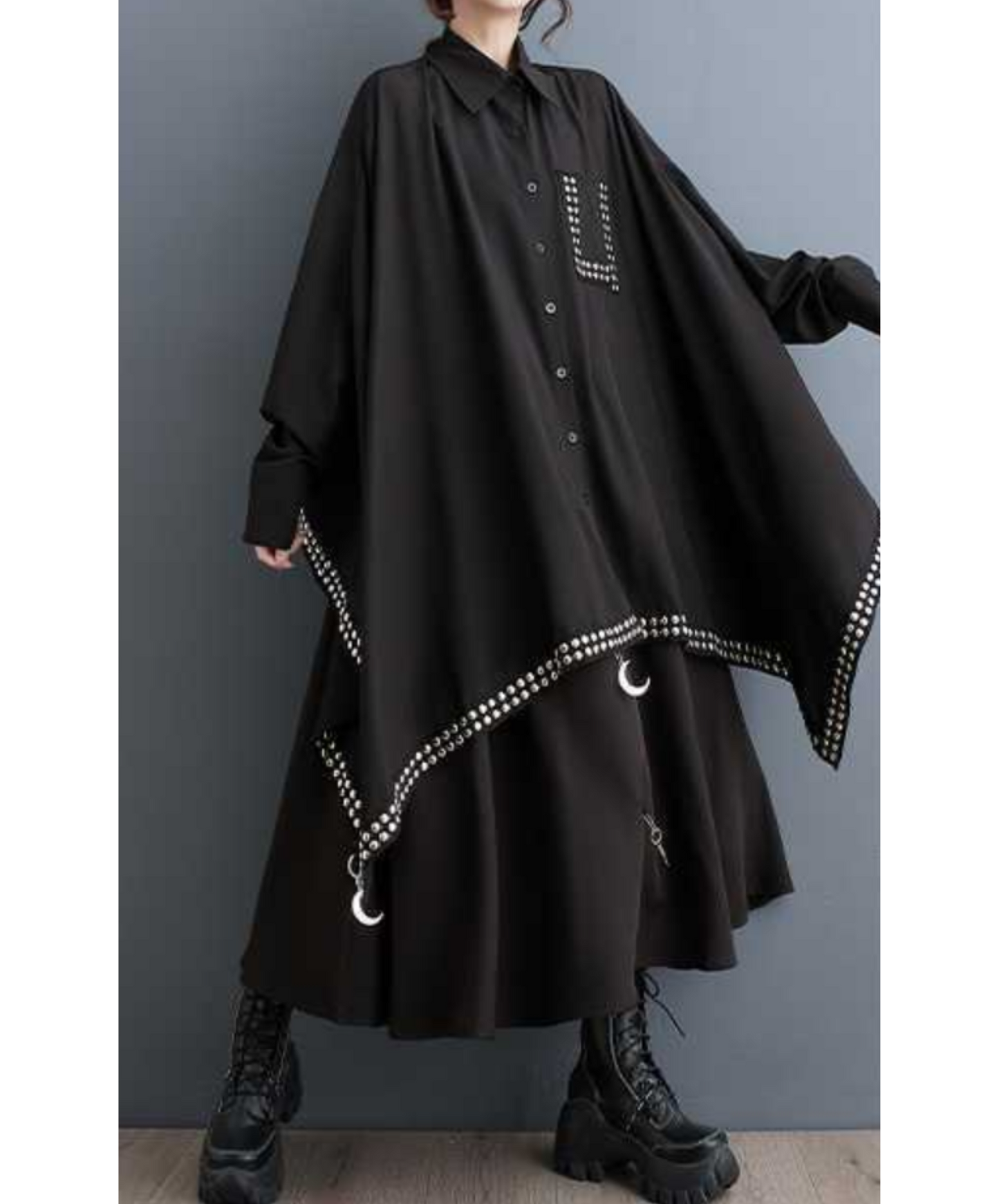 dark rivet collage dress long shirt EN1658