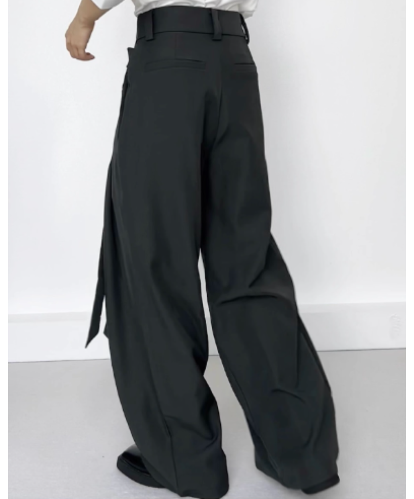 belt design straight casual slacks pants EN2964