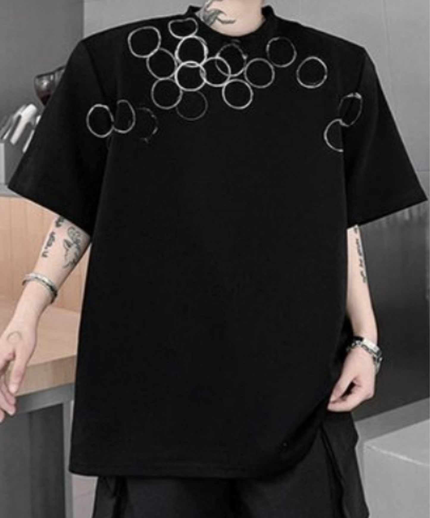 dark hoop design print t-shirt EN2113