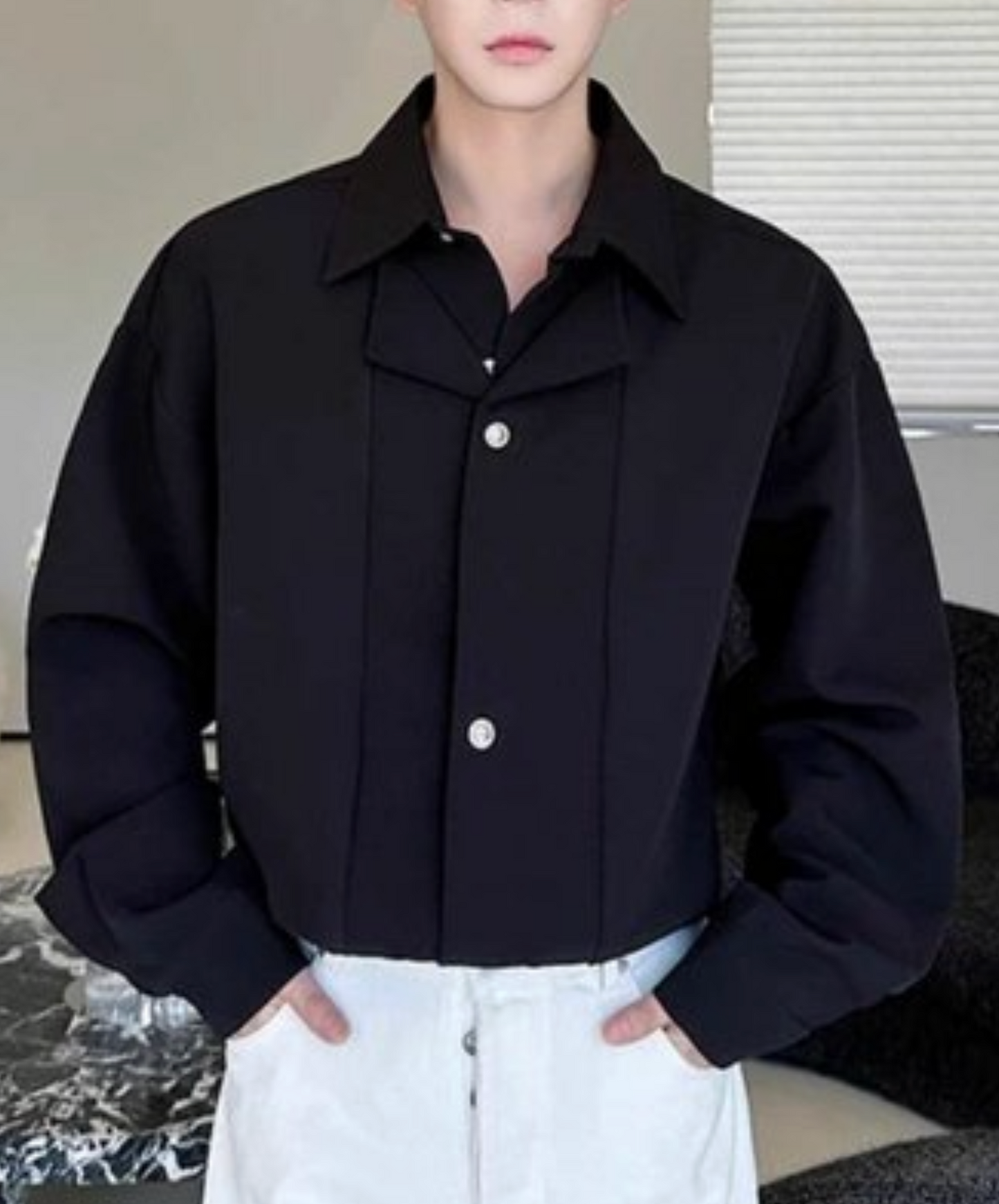 draped fake two-piece suit shirt EN2452