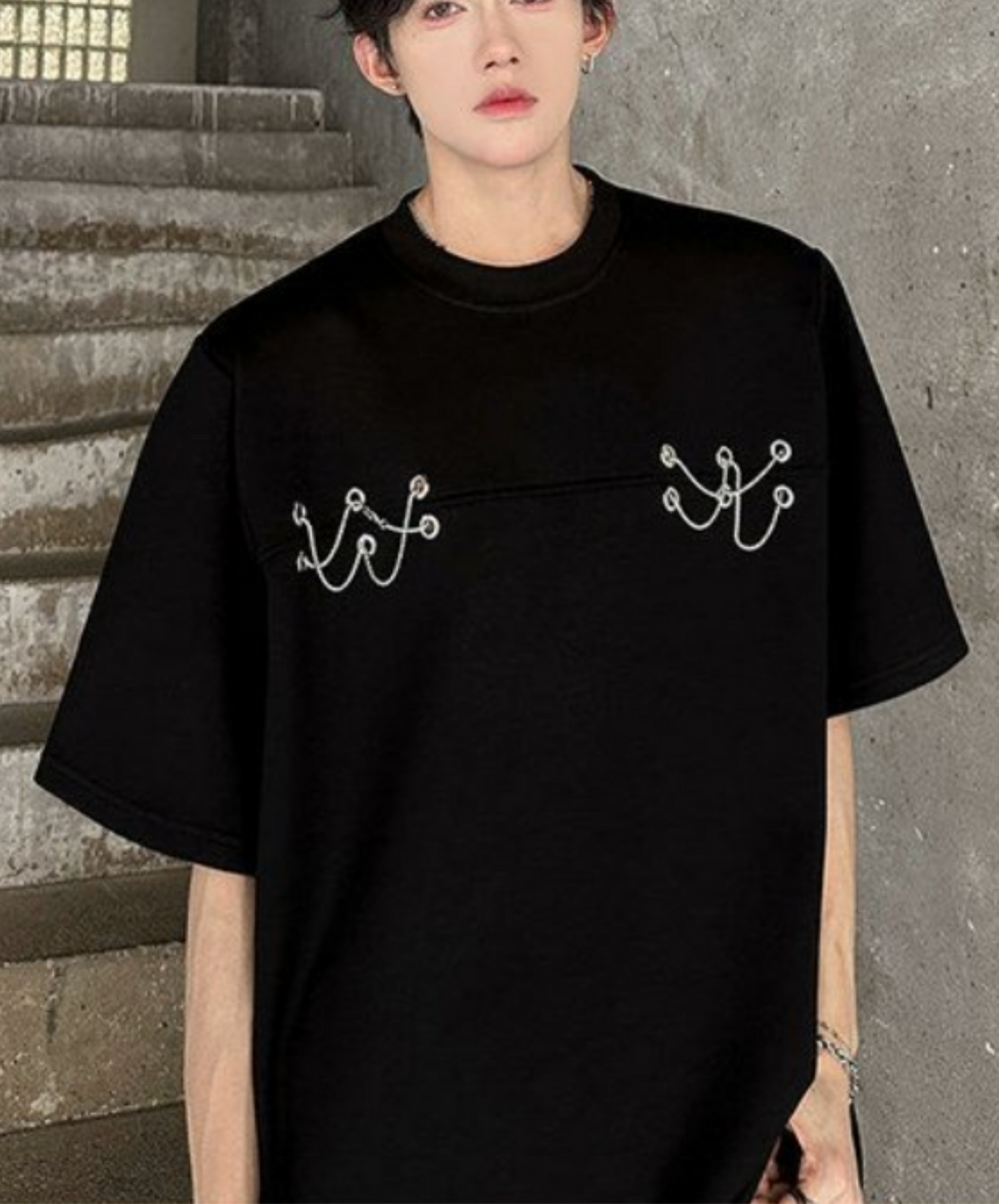 metal chain rope design t-shirt EN2238