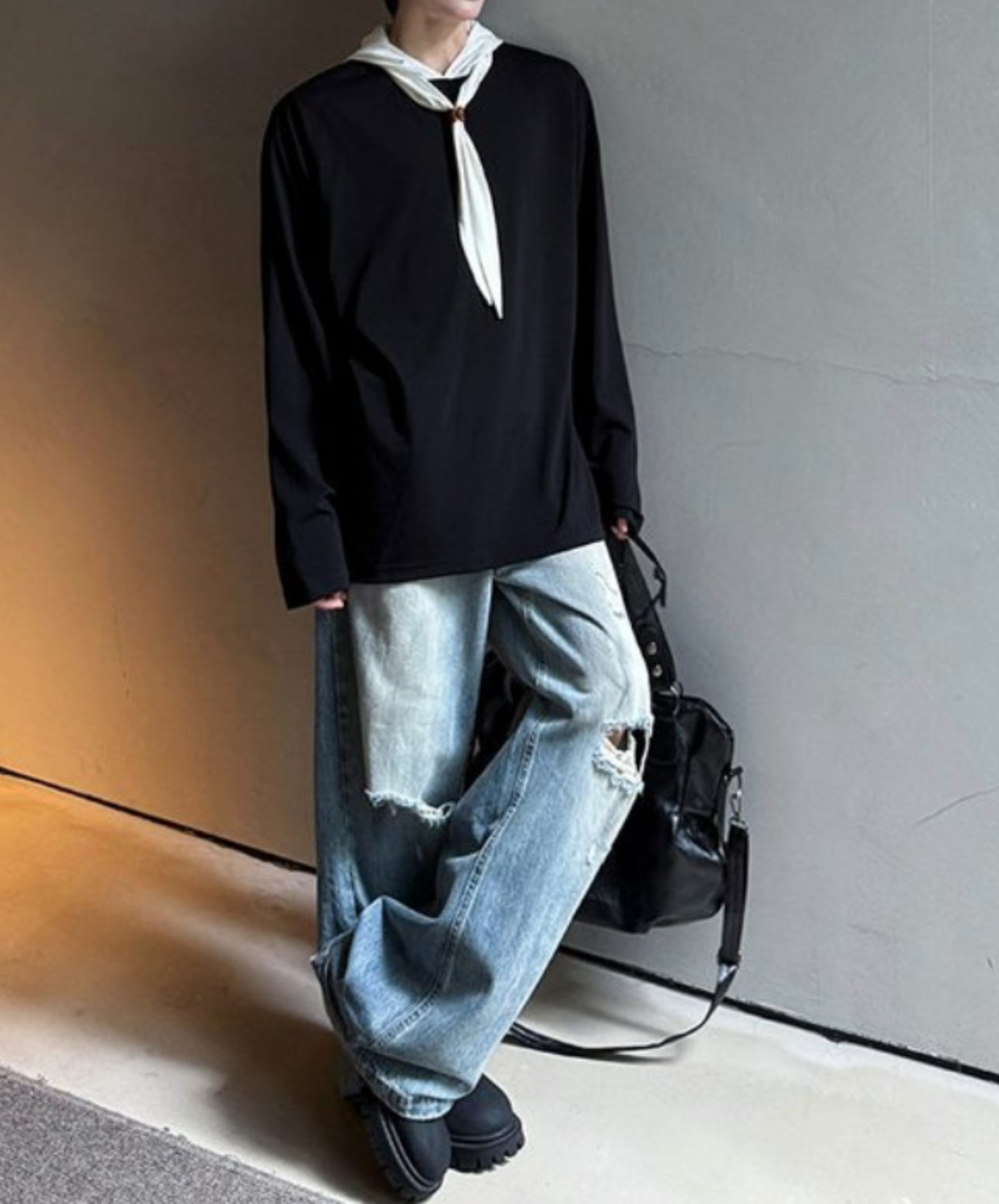 self-tie hood long t-shirt EN2311