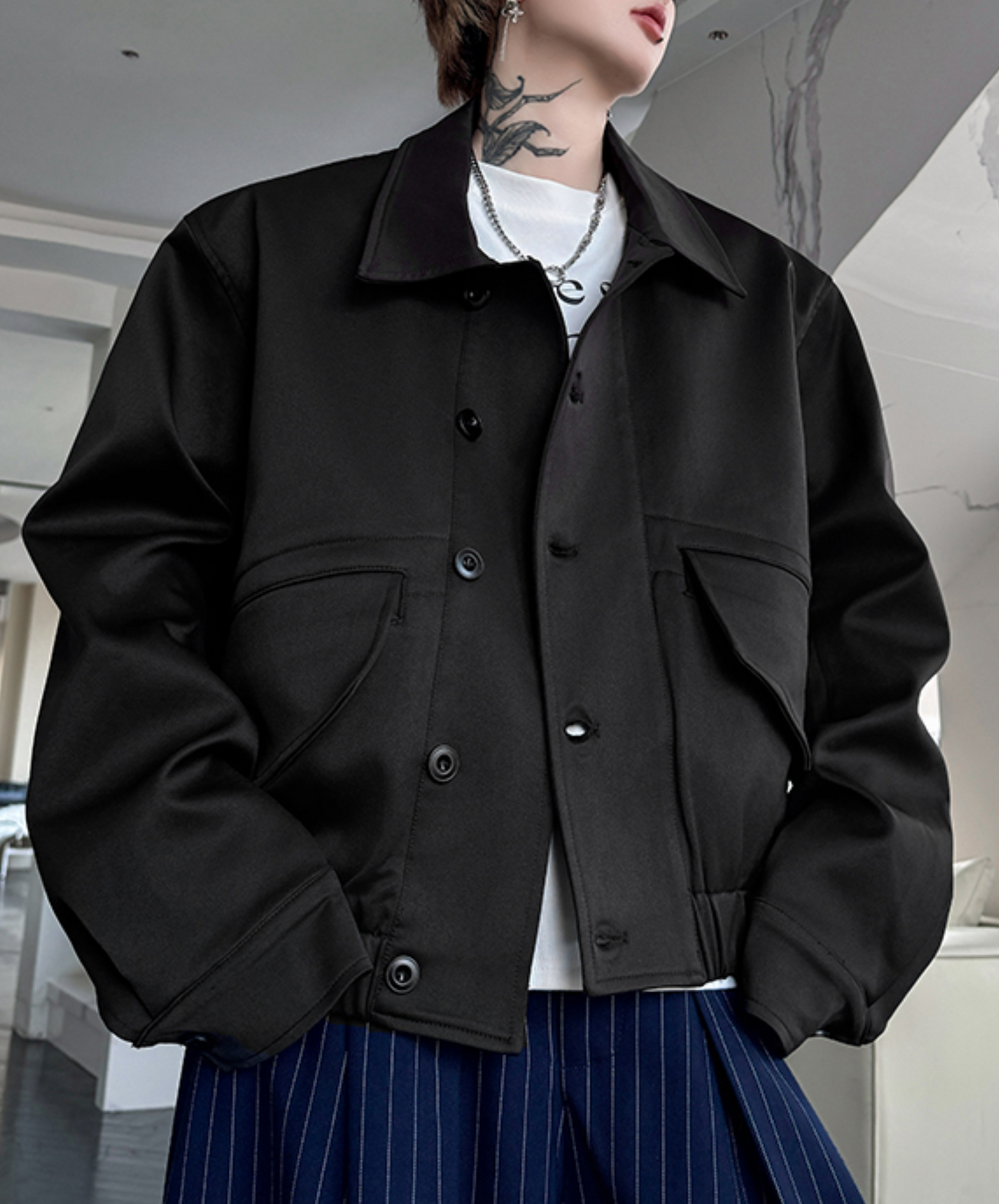 dark big pocket short length jacket EN2375