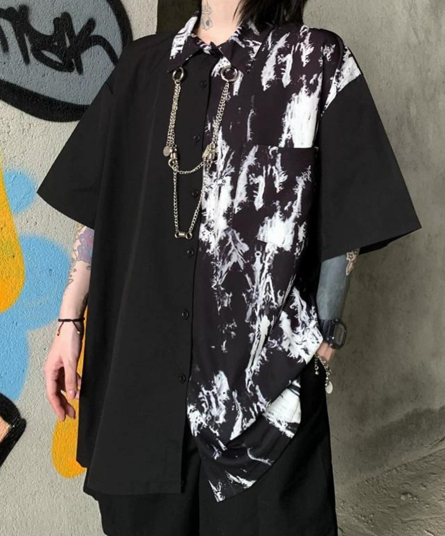 half ink dyeing shirt EN1076