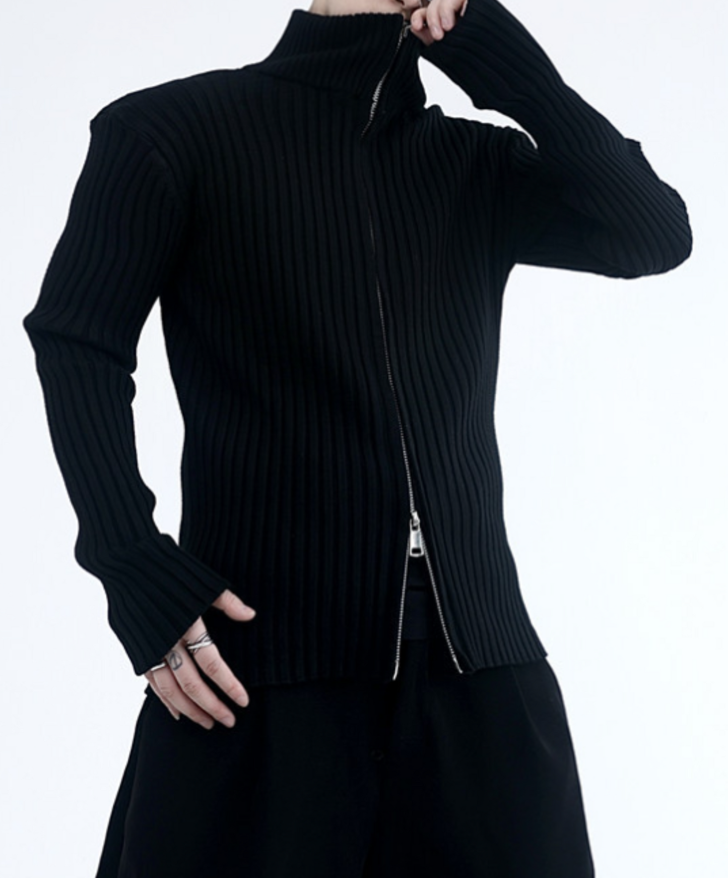 【style66】dark mode outfit set EN1890(jacket + sweater + pants set)