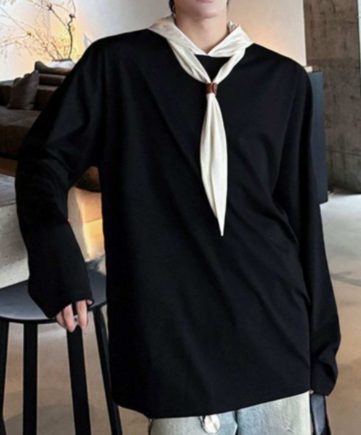 self-tie hood long t-shirt EN2311