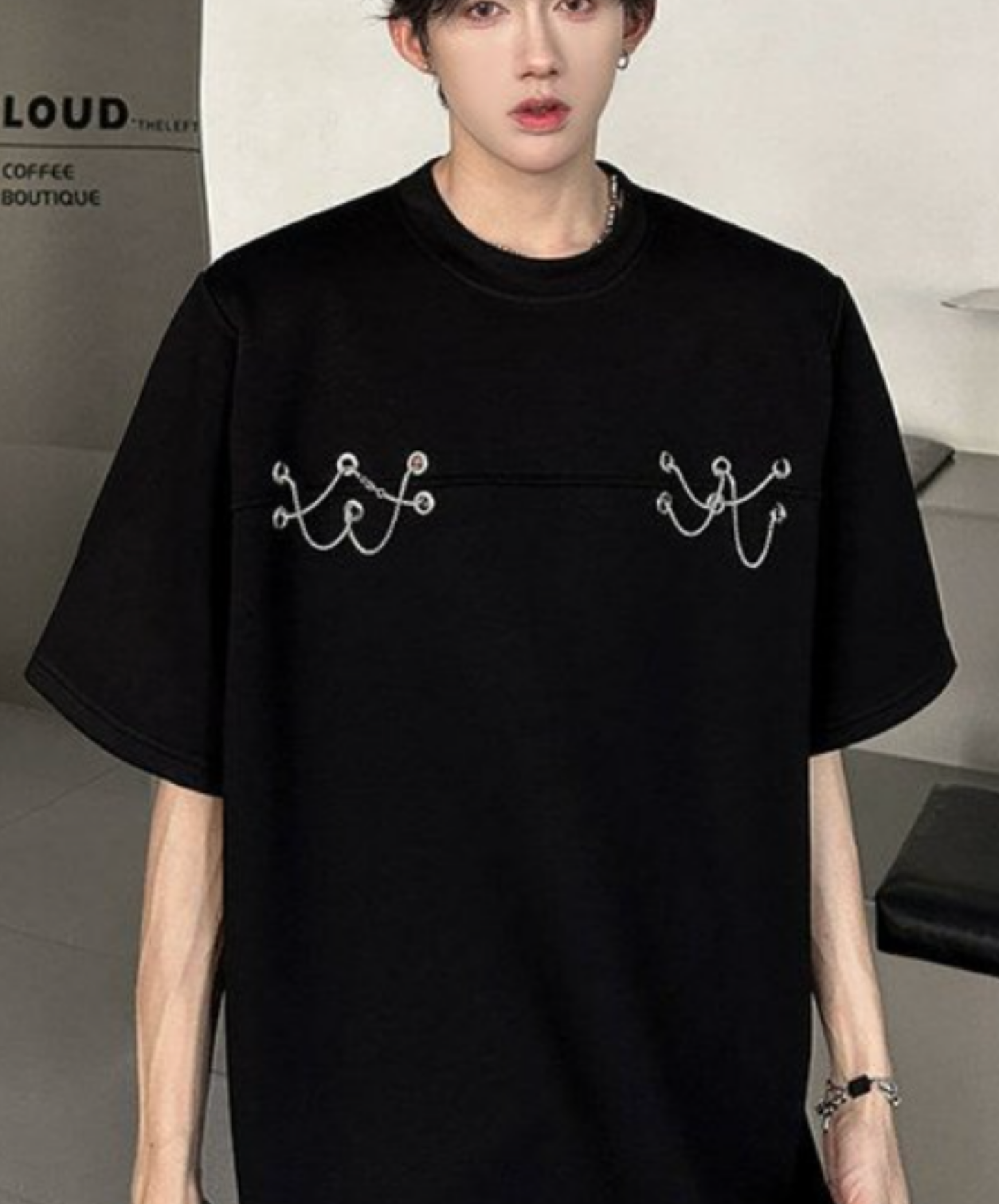 metal chain rope design t-shirt EN2238