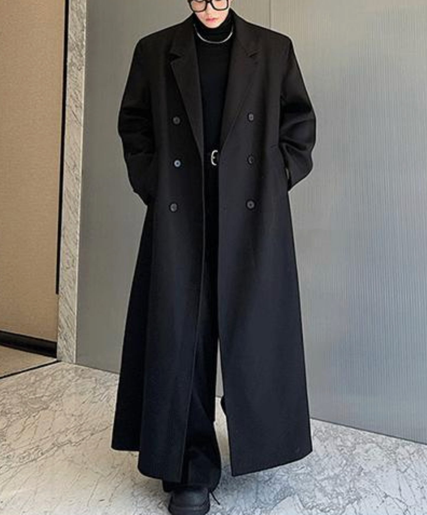 thick double-breasted long coat EN2509