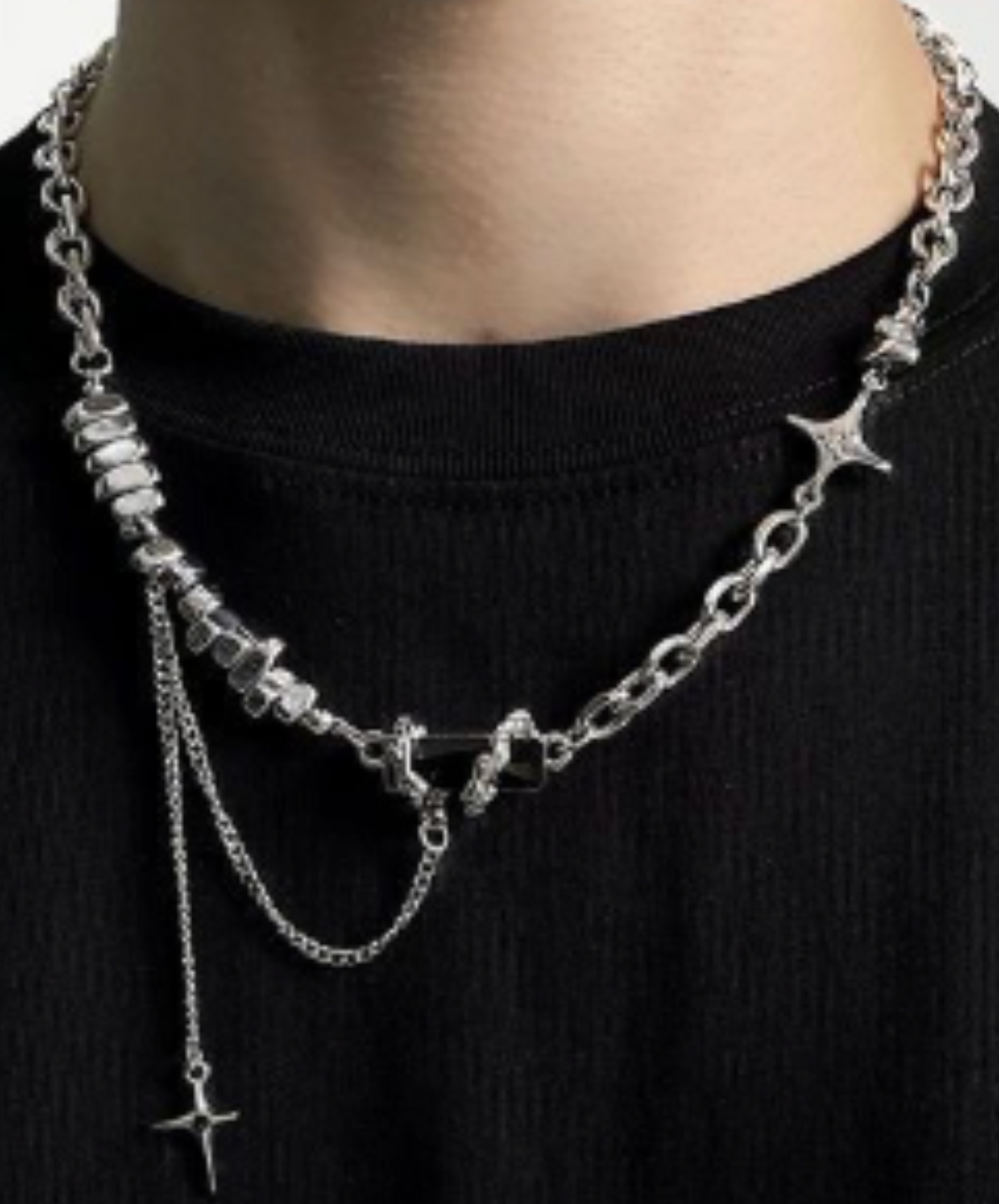 baroque stone and cross necklace EN1980