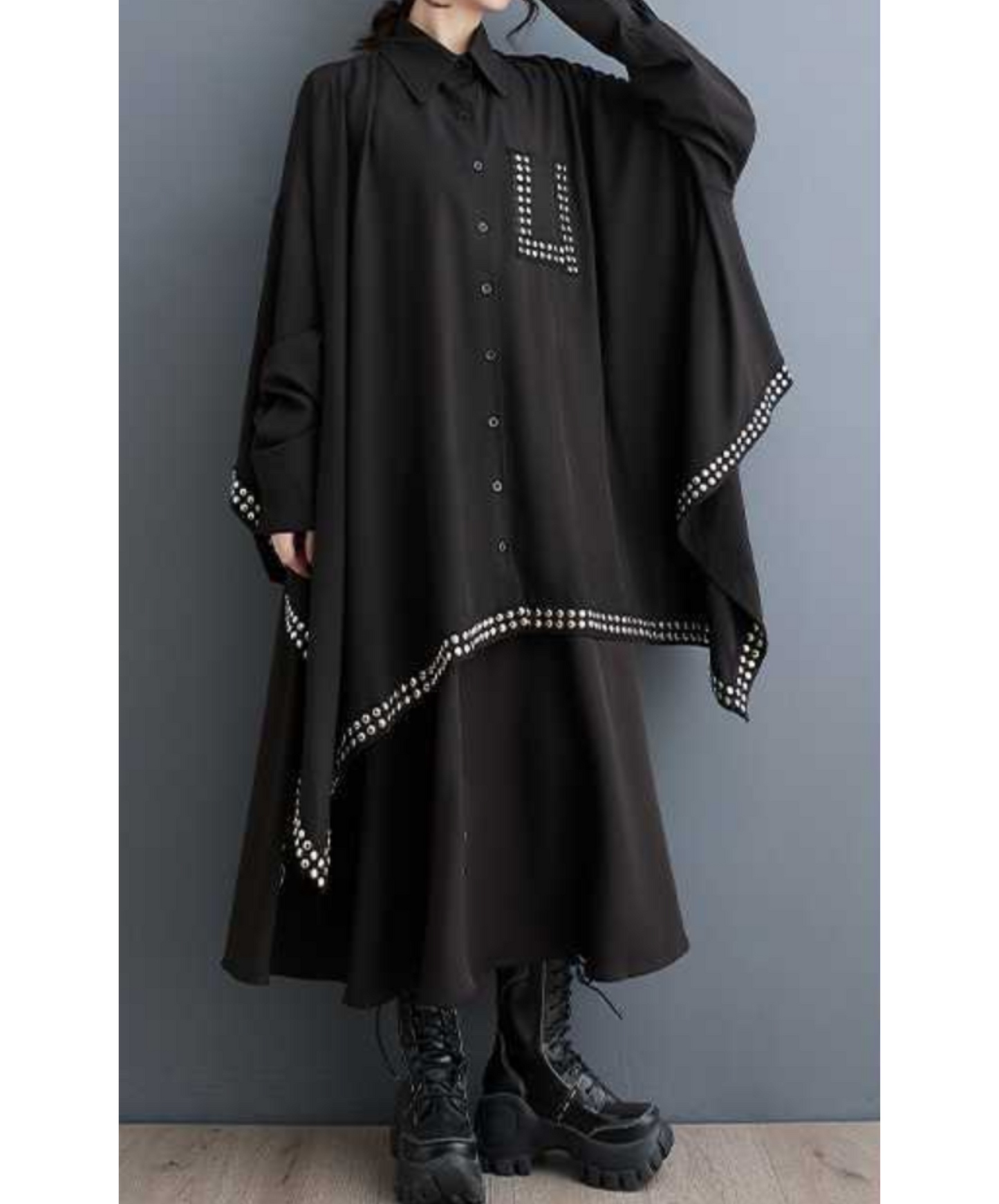 dark rivet collage dress long shirt EN1658