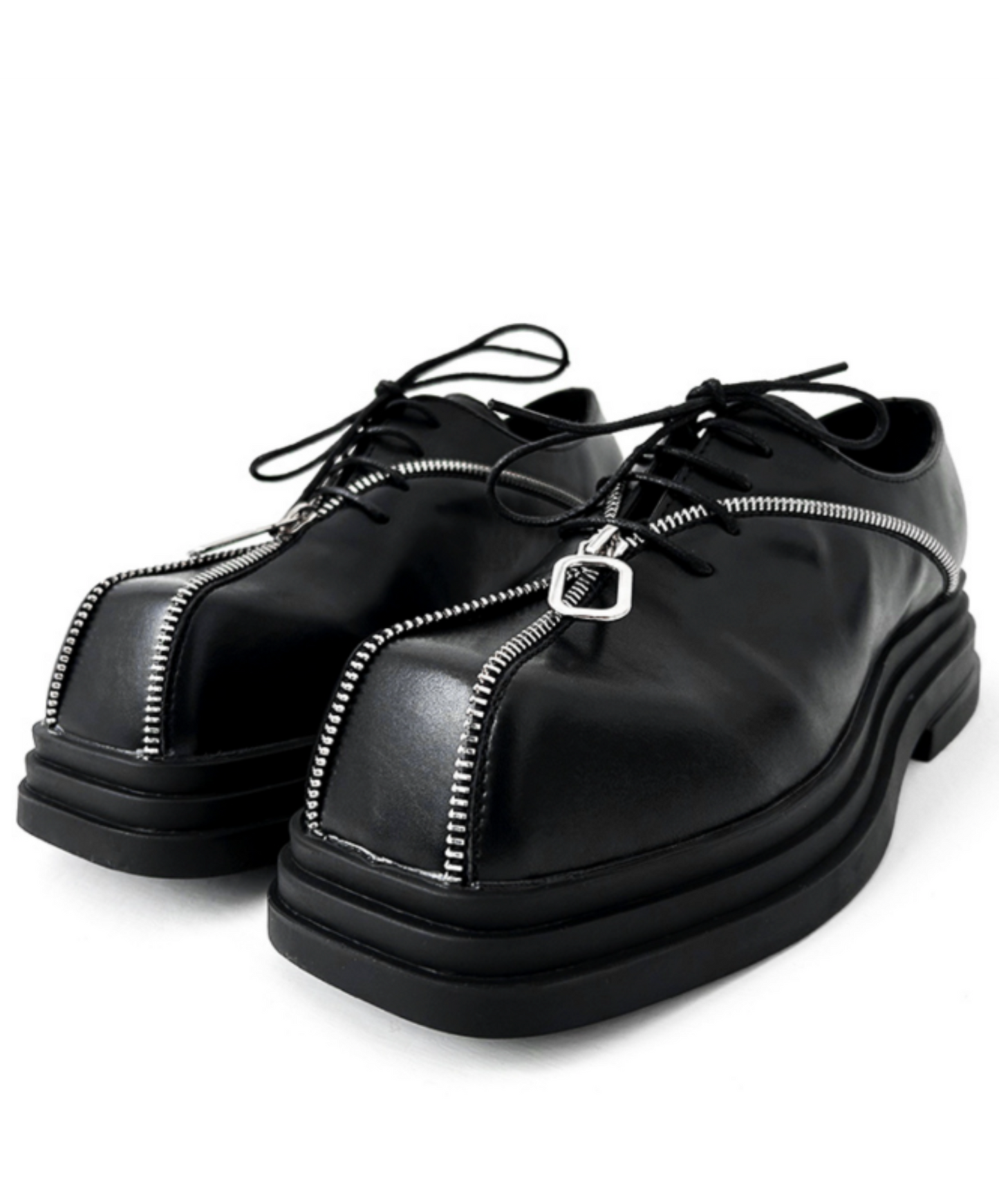 square head punk zipper design shoes EN1921