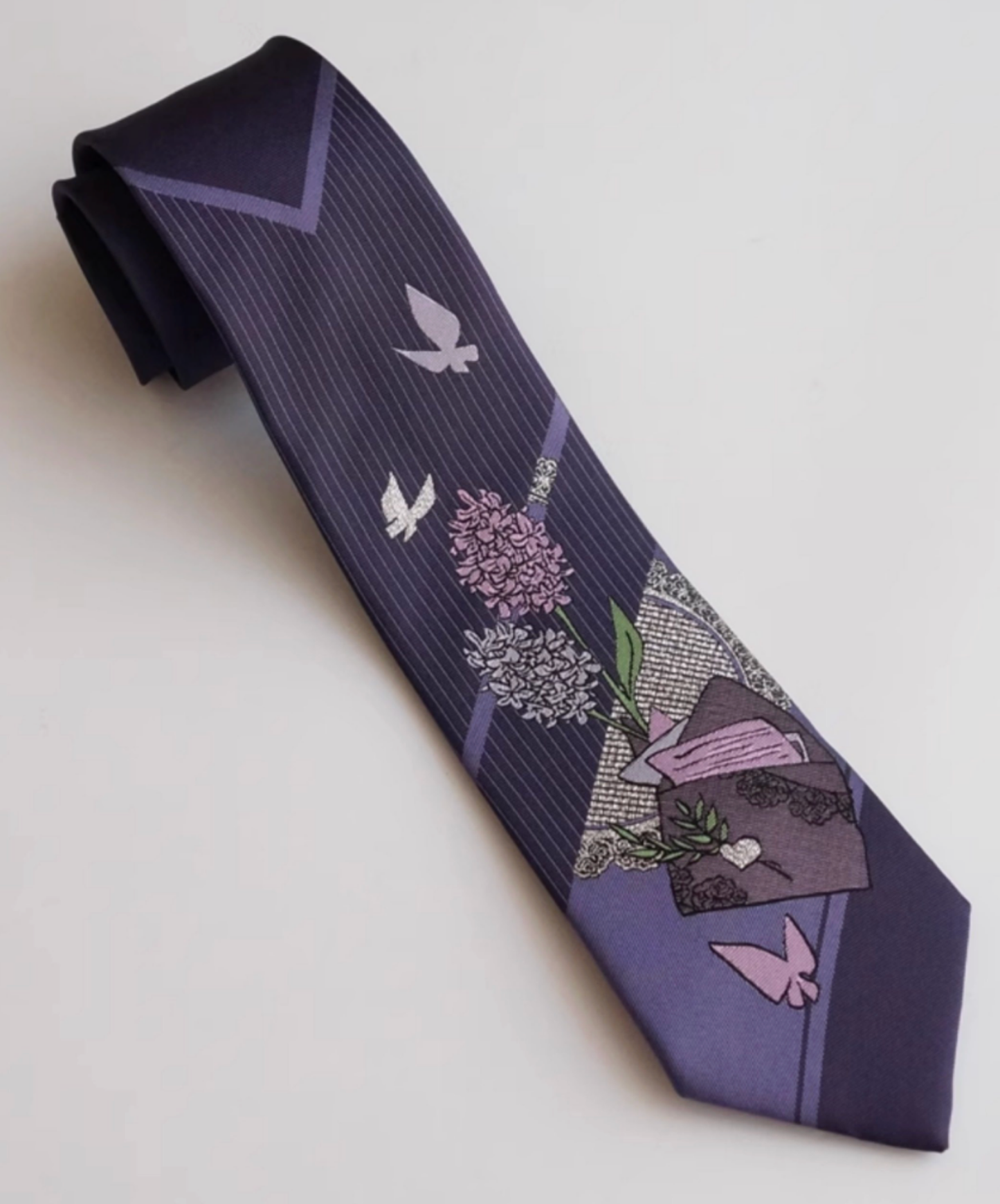 dark lavender letter necktie EN2676