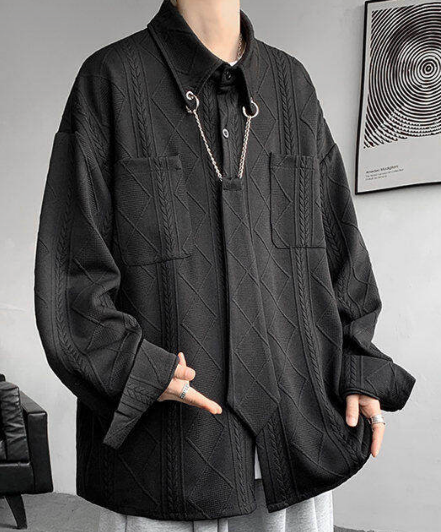 aran-style jacquard shirt EN2745