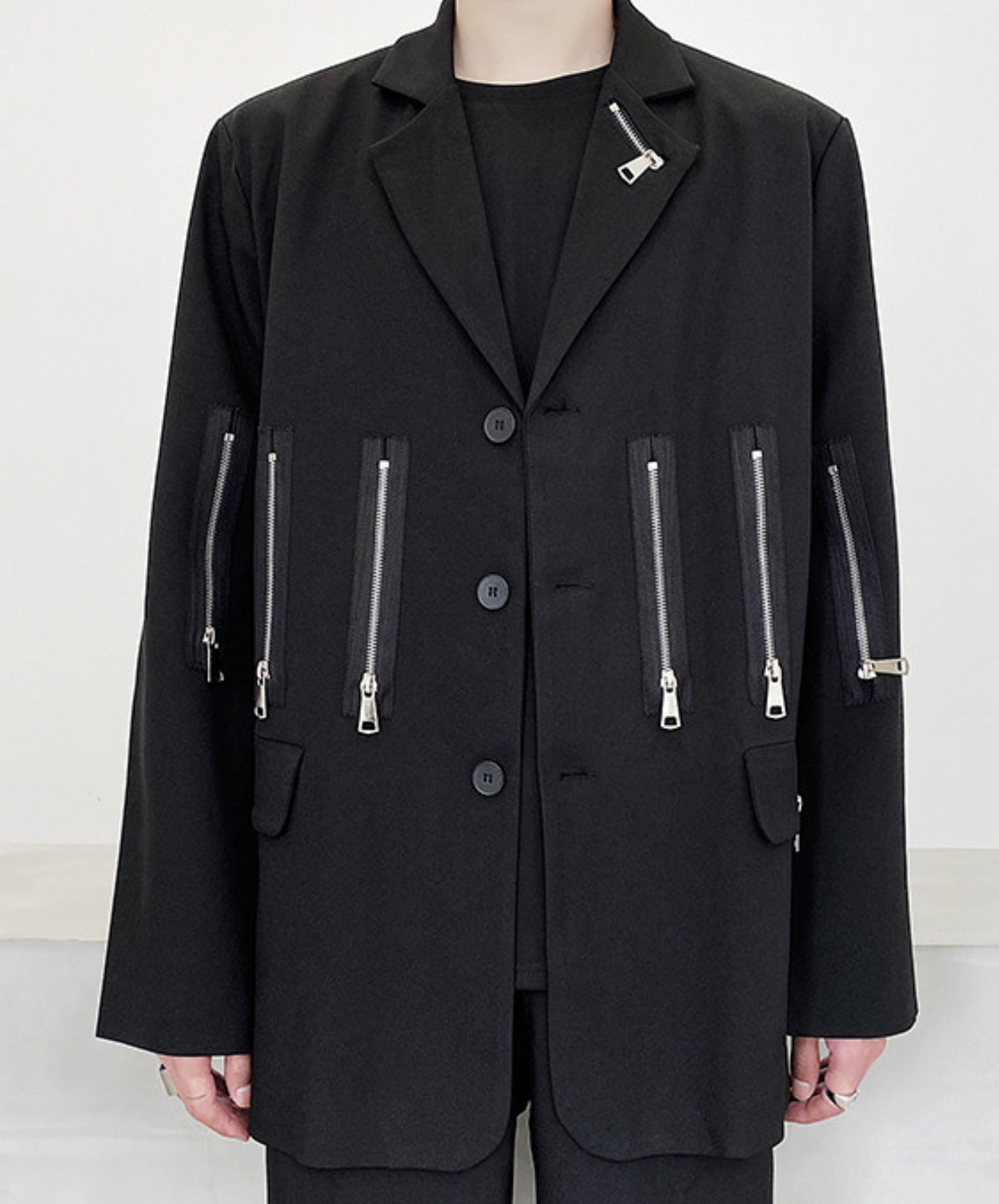 multiple metal zipper decoration jacket EN2754