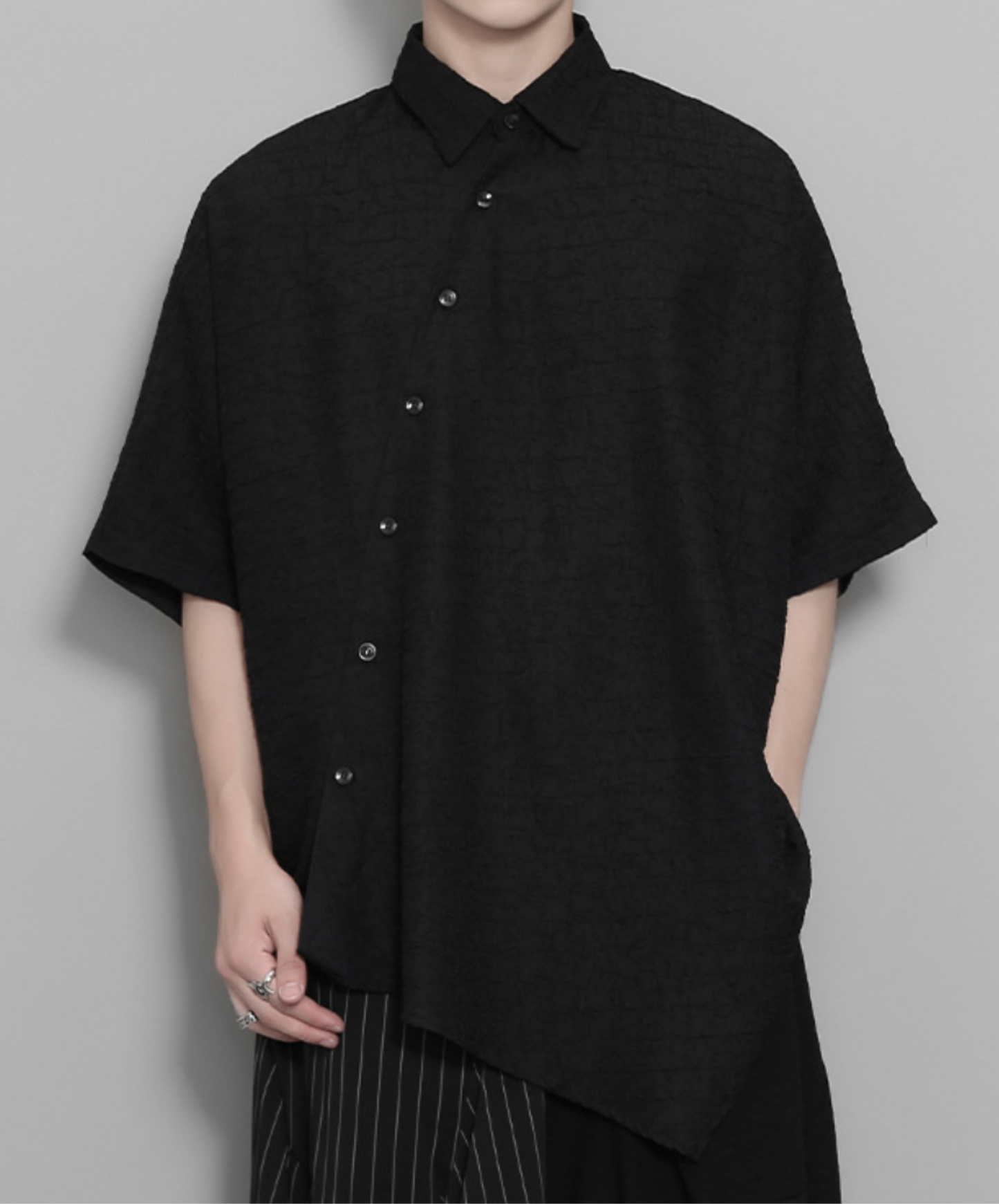 asymmetric design jacquard shirt EN2194