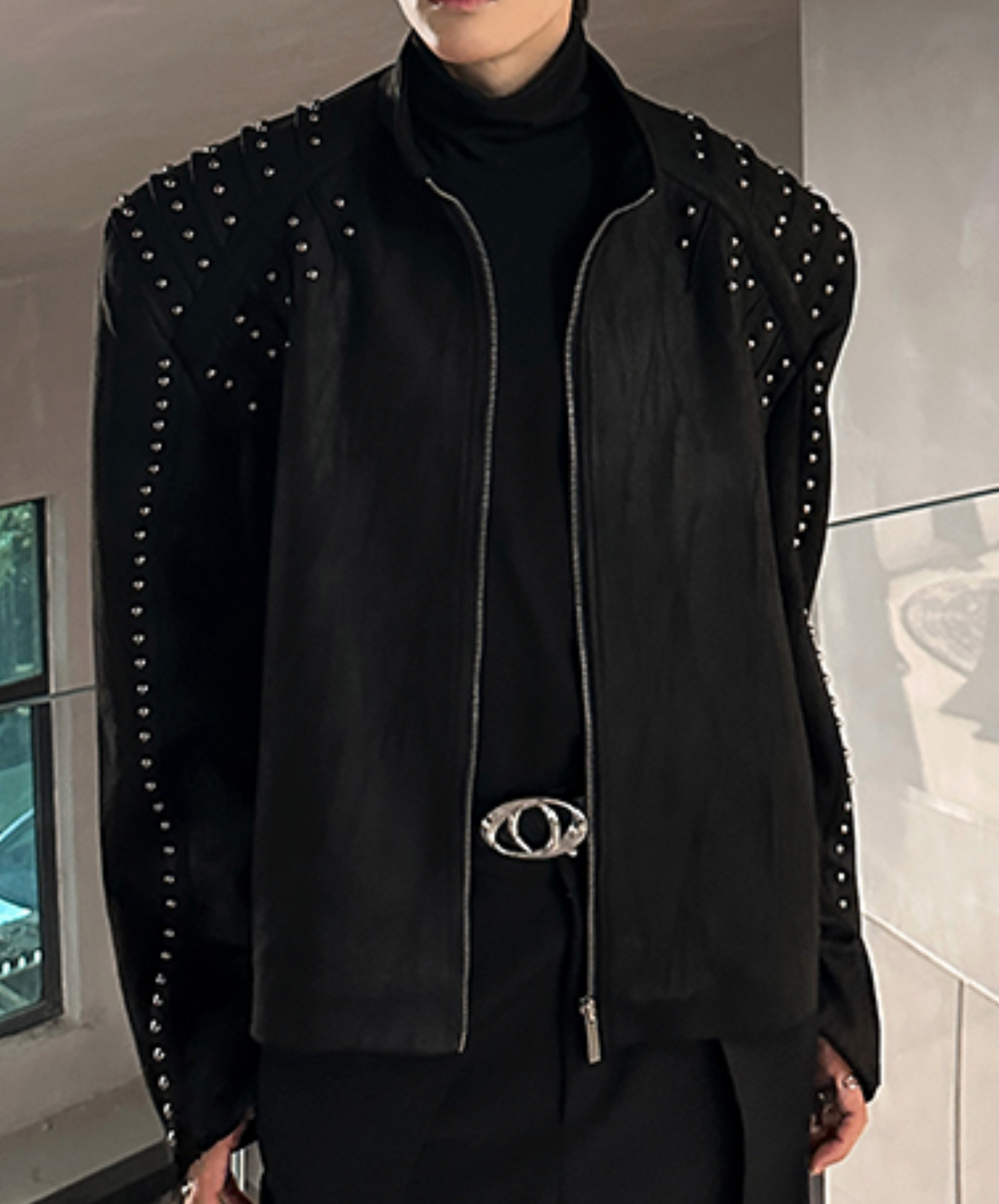 metal stud embellished shorts jacket EN2505