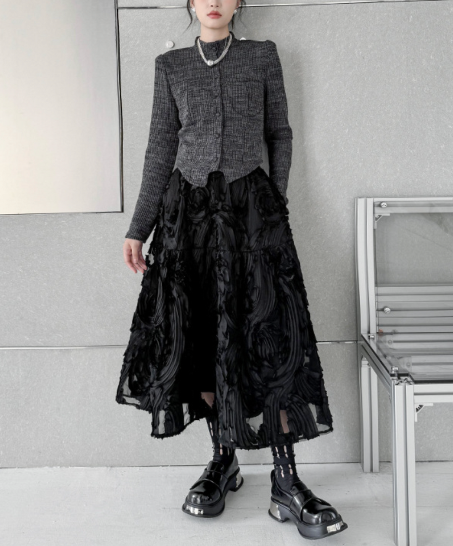 unique three-dimensional design skirt EN2275