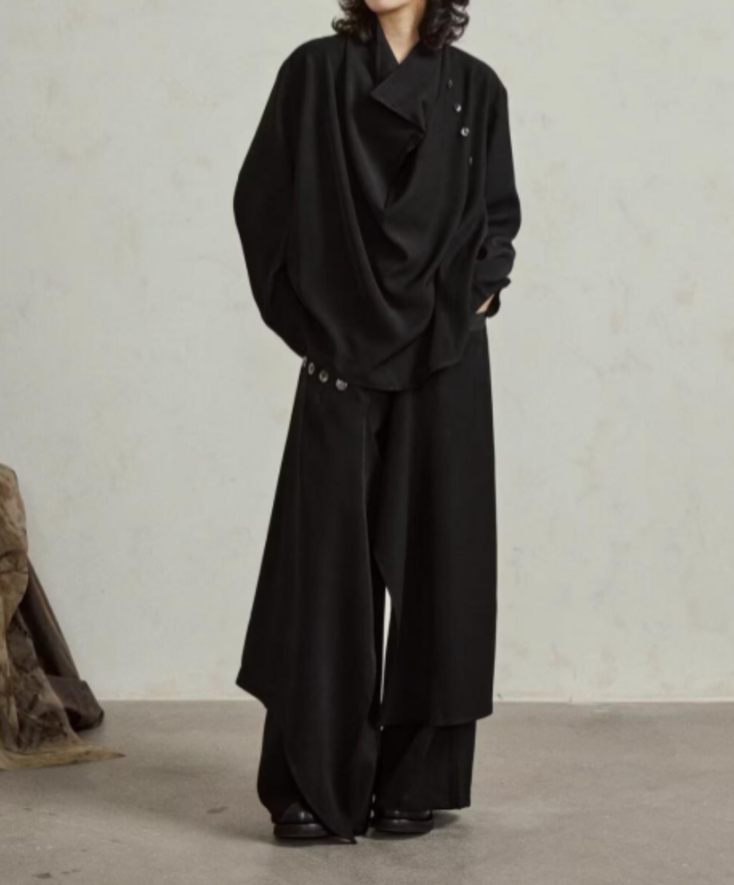 dark layered wide pants EN1866